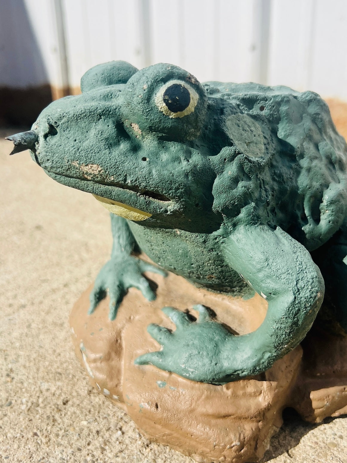 Vintage 1950s Concrete Frog Fountain Spitter