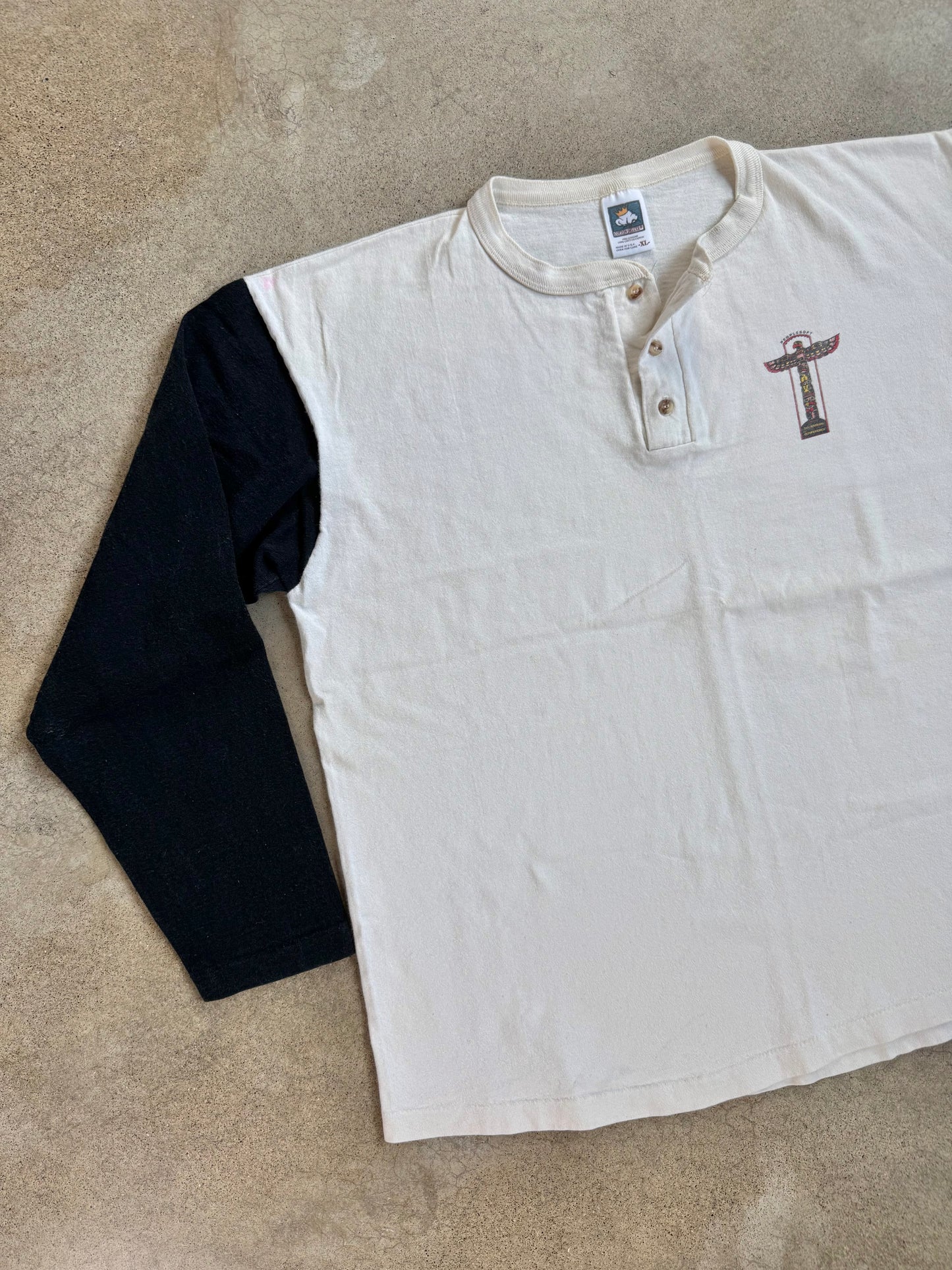 Vintage 1990s PeopleSoft Conference Two-Tone Cotton Henley Tee | XL