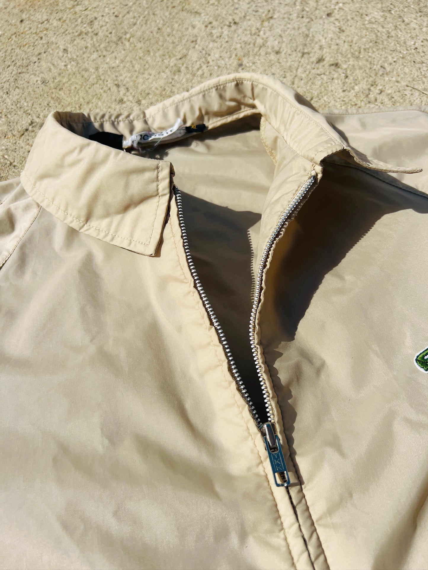 Vintage 1980s Izod Lacoste Beige Nylon Windbreaker | XL