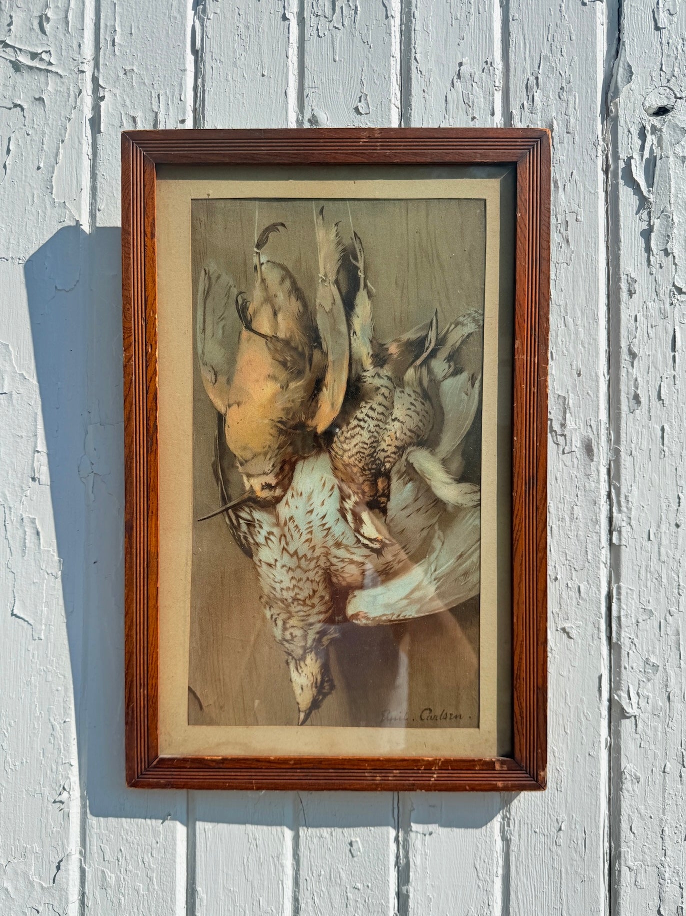 Antique Framed "Hanging Game" Carlsen Print Art