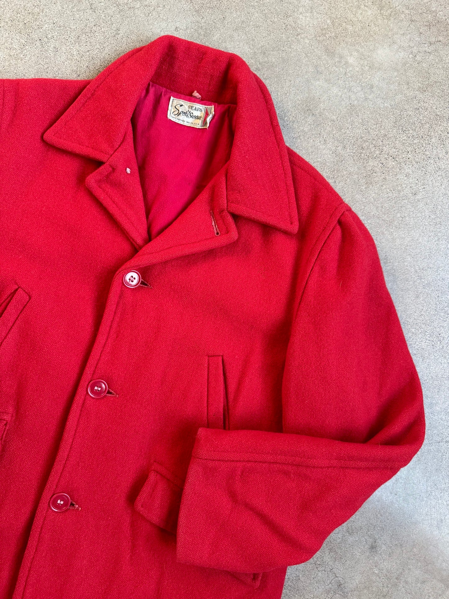 Vintage 1960s Sears Sportswear Red Wool Hunting Jacket | Large
