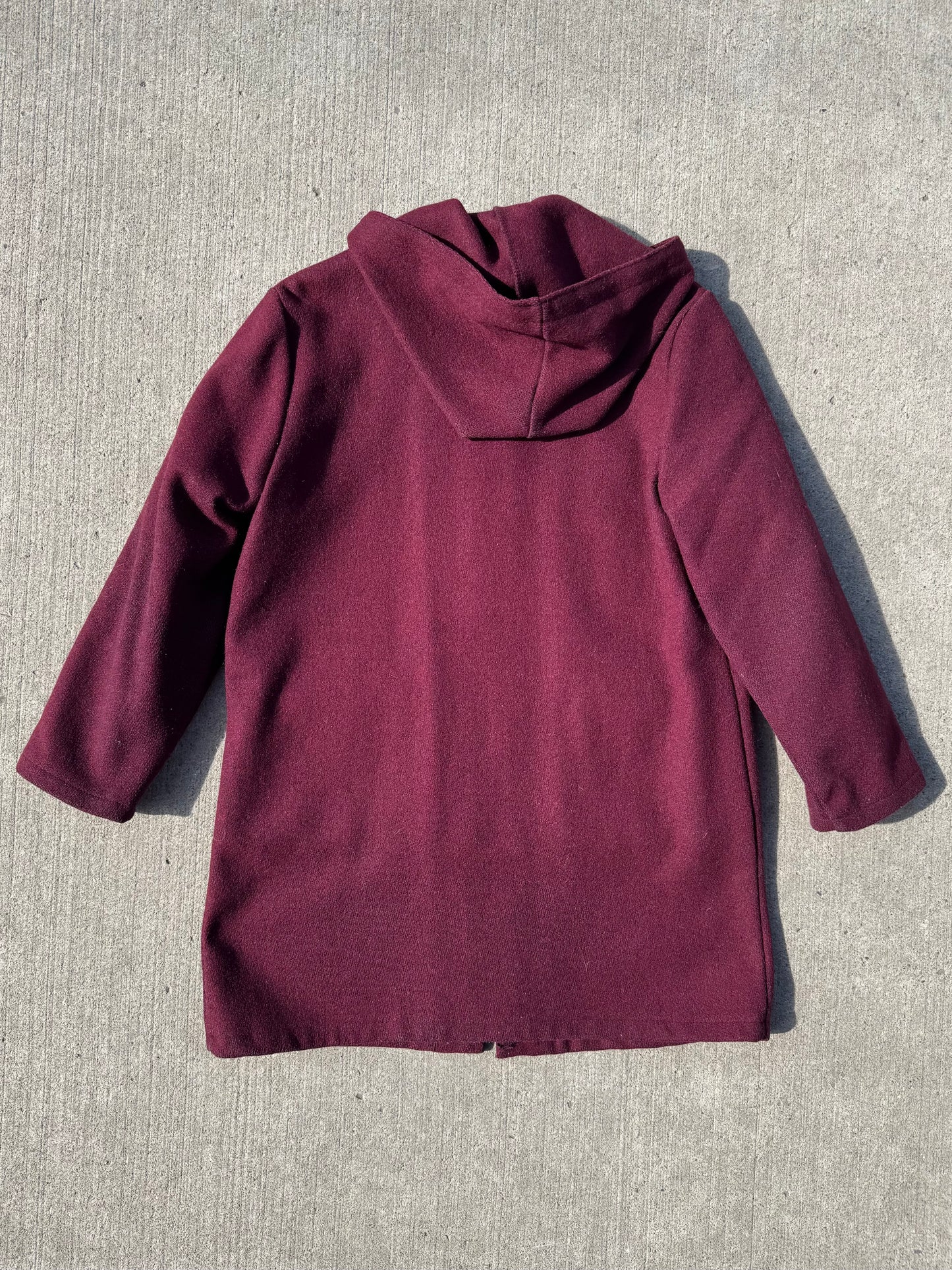 Vintage 1950s Weather Winky 100% Wool Burgundy Hooded Zip-Up Jacket | XS/S