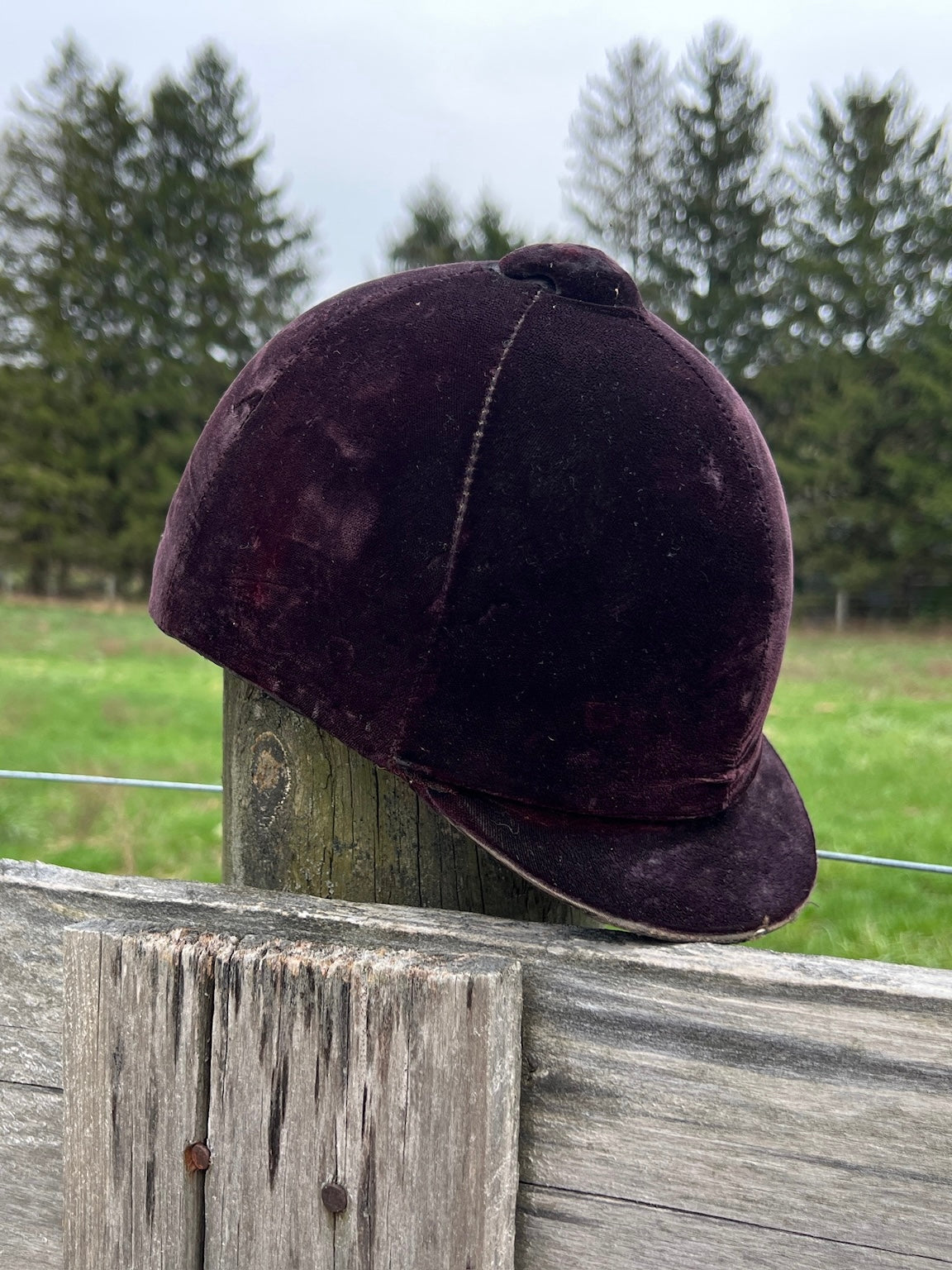 Vintage 1980s Velvet Equestrian Horse Riding Helmet