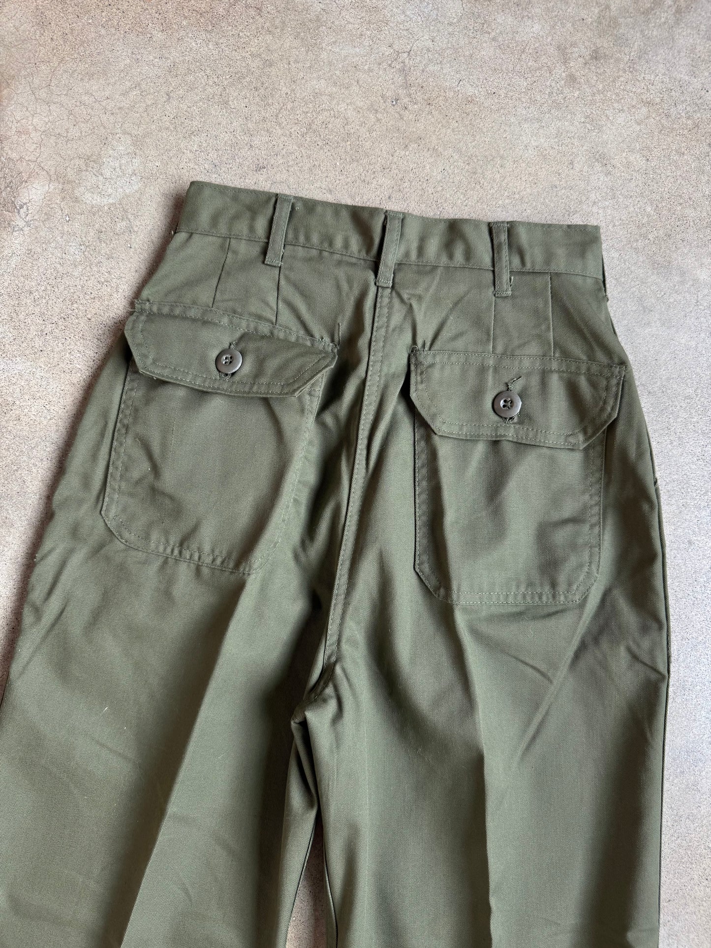 Vintage 1980s Military Issue Green Utility Trousers | Waist 24”