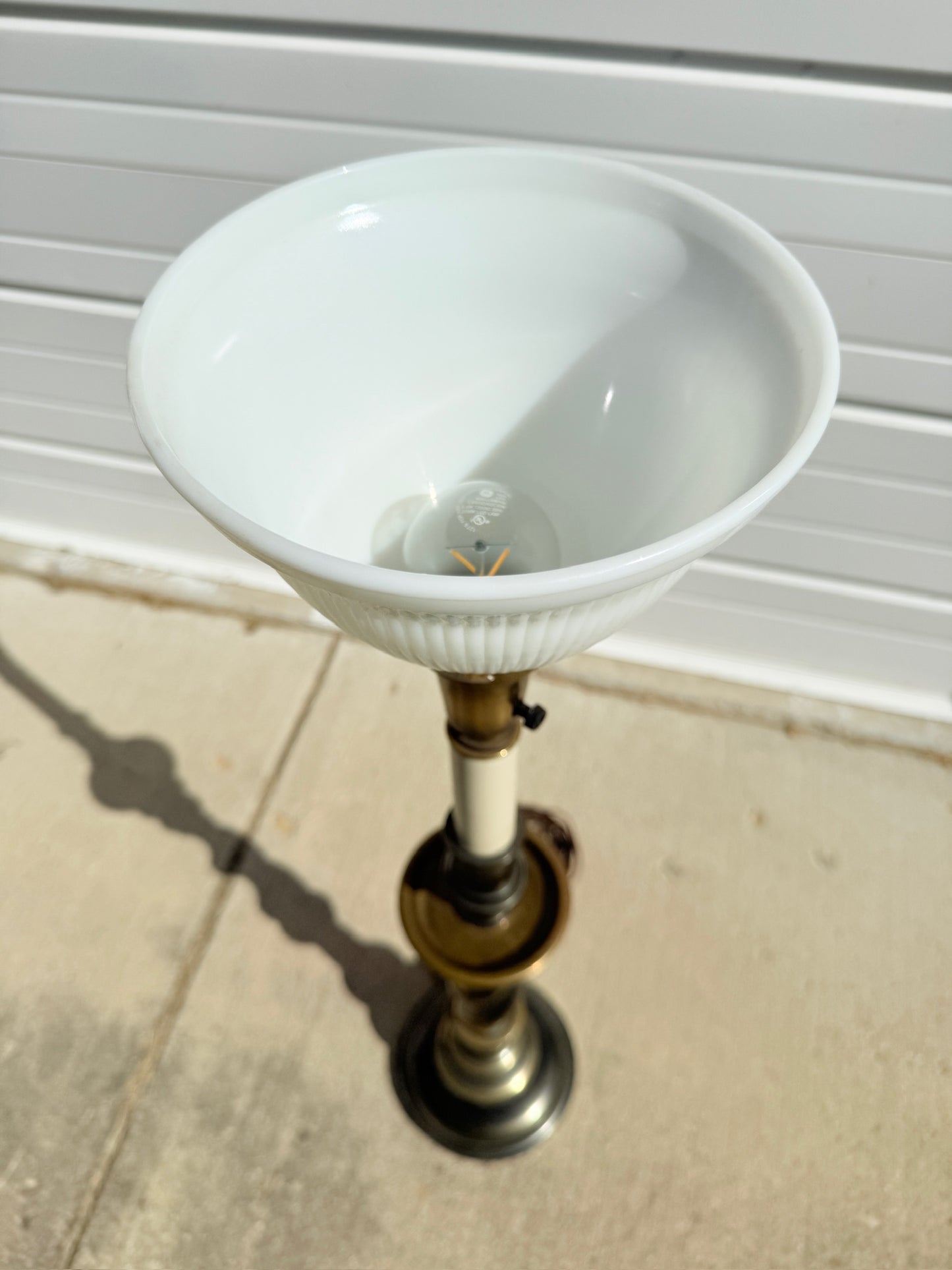 Vintage 1940s The Stiffel Company Solid Brass & Milk Glass Table Lamp