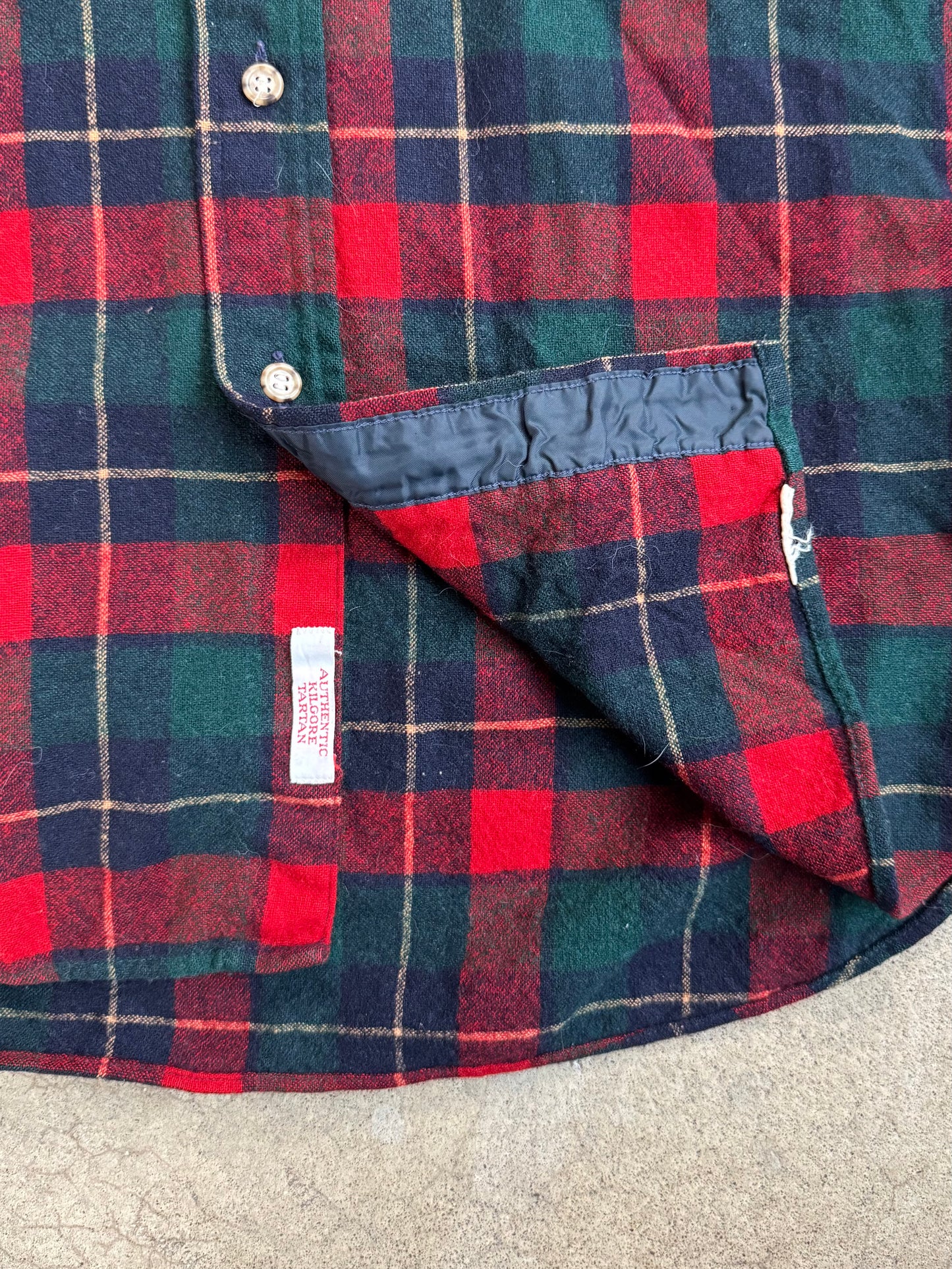 Vintage 1970s Pendleton Kilgore Tartan Wool Flannel Shirt | Medium