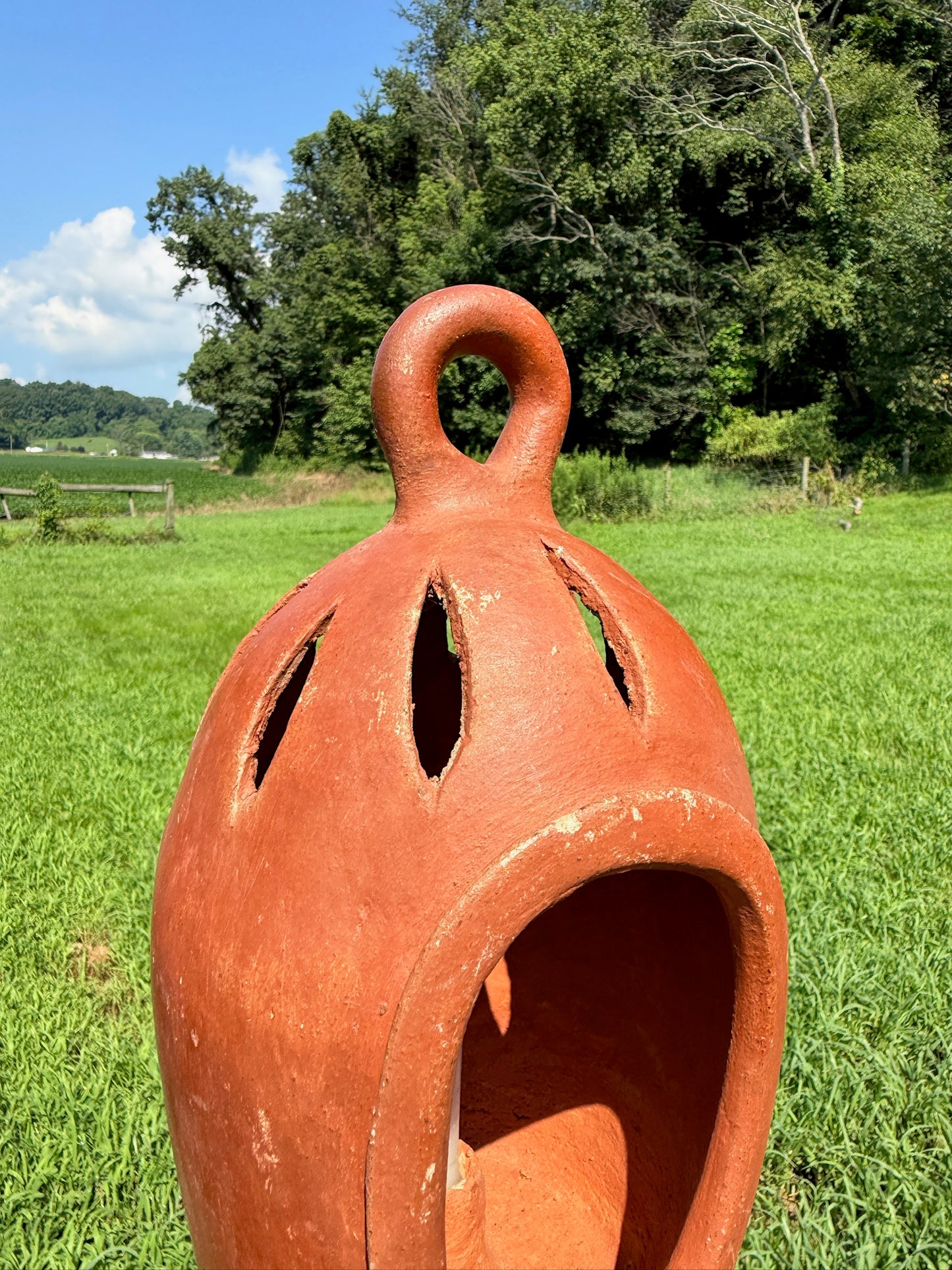 Vintage 1950s Terracotta Mexican Pottery Candle Lantern