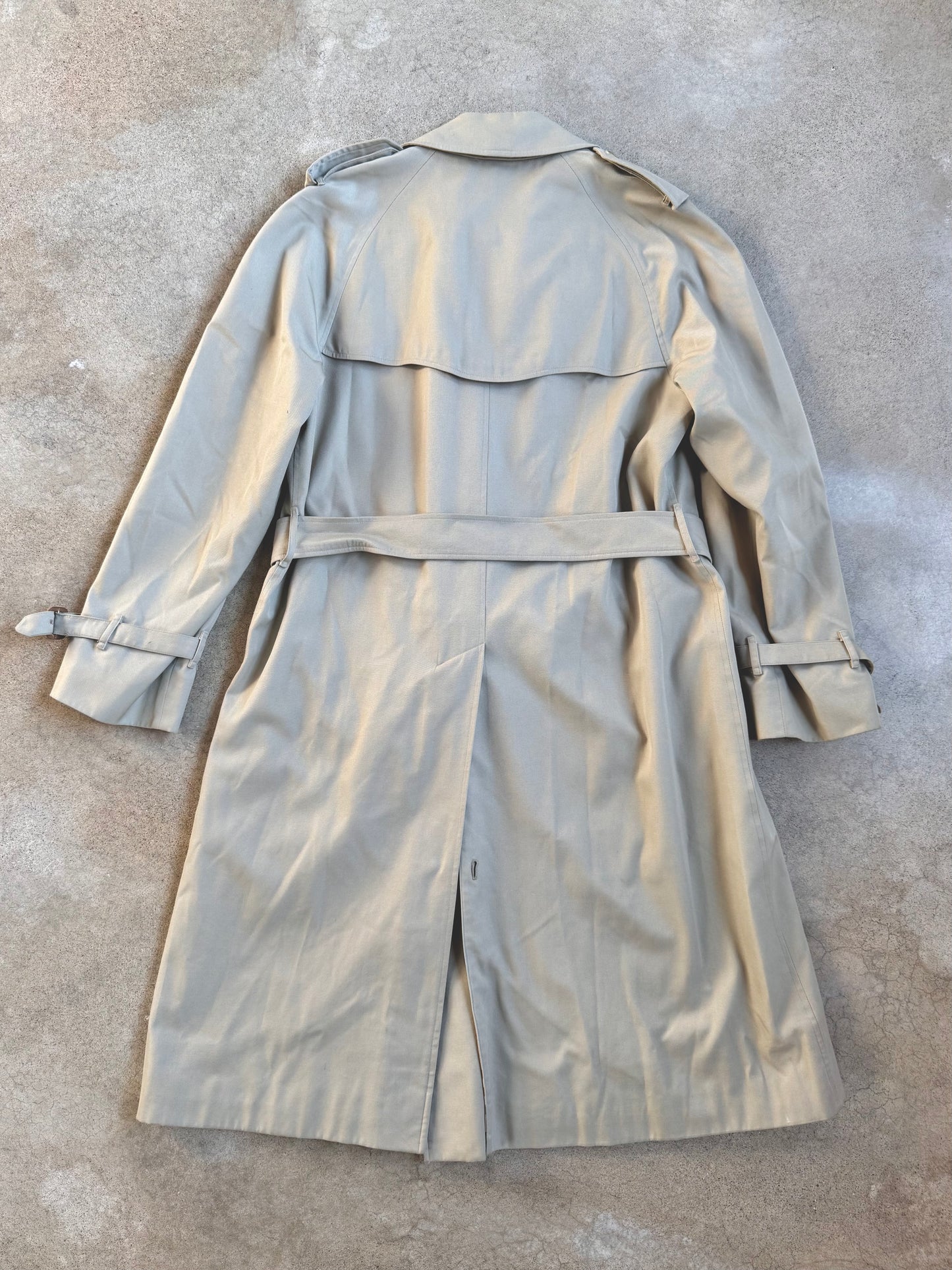 Vintage 1980s Classic Burberry’s Beige Canvas Trench Coat | L/XL