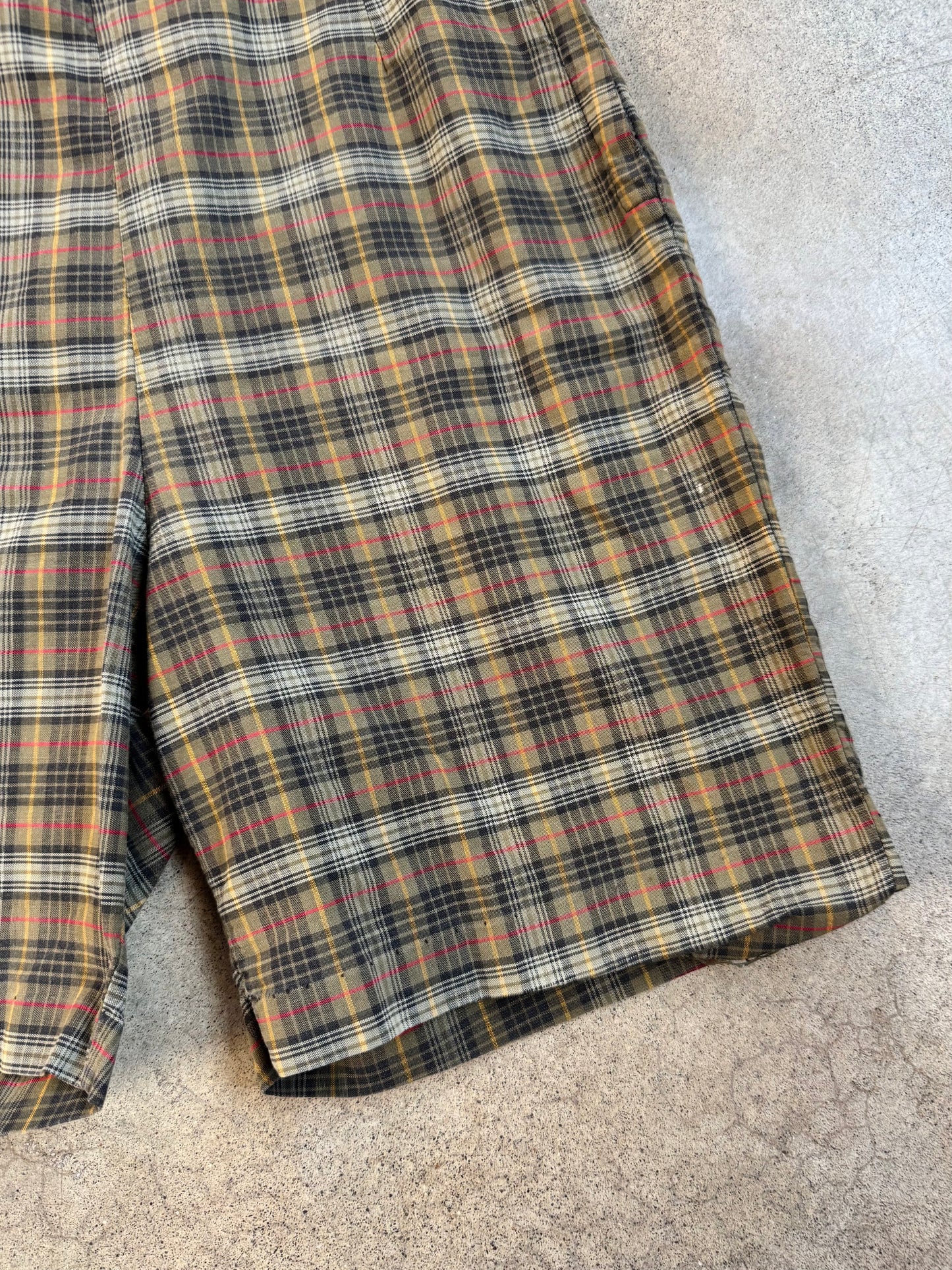 Vintage 1960s Jay Walkers Green Plaid High-Waist Shorts | XS/S