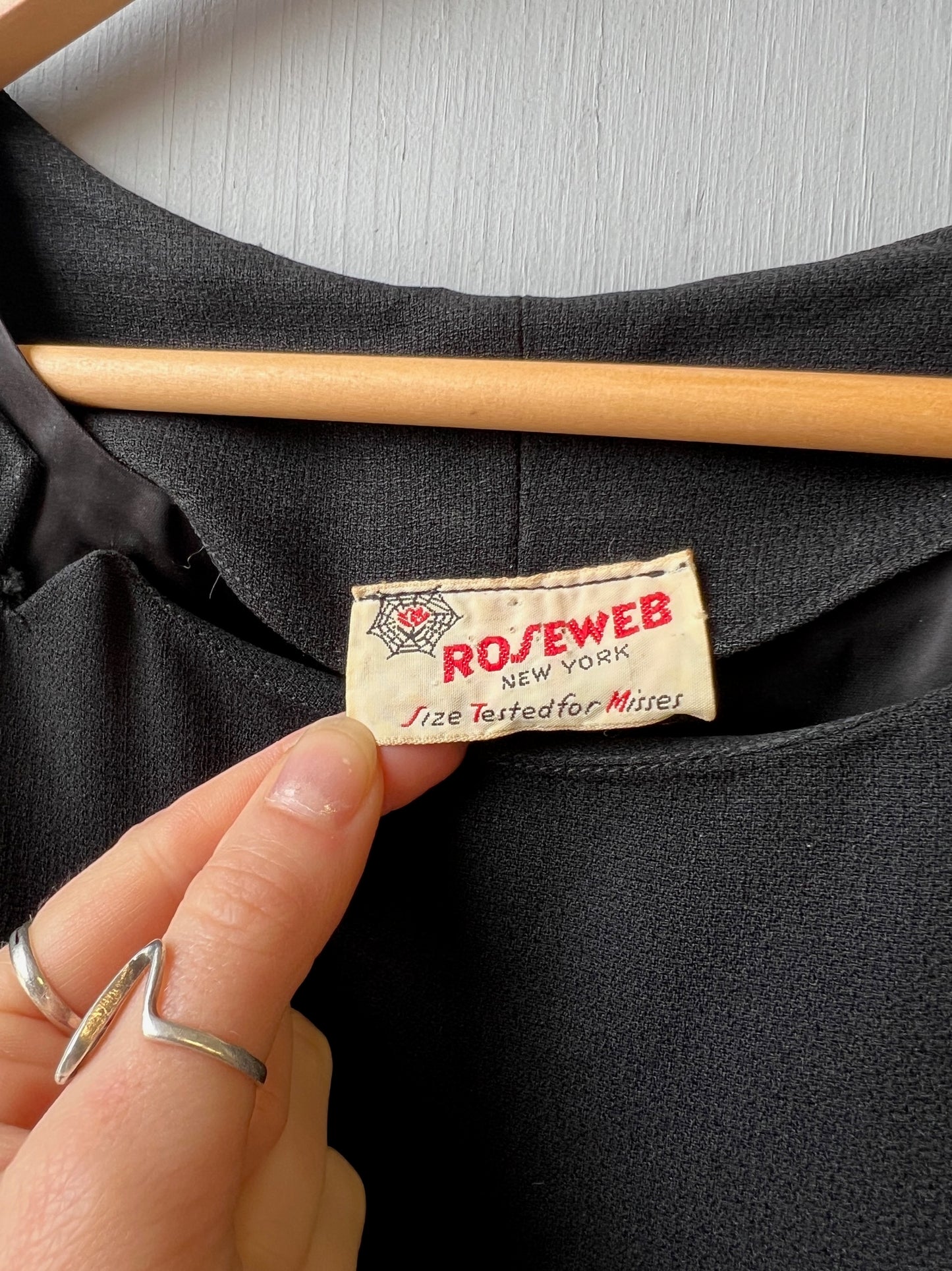 Vintage 1940s/50s Roseweb Black Short Sleeve Cocktail Dress | Small