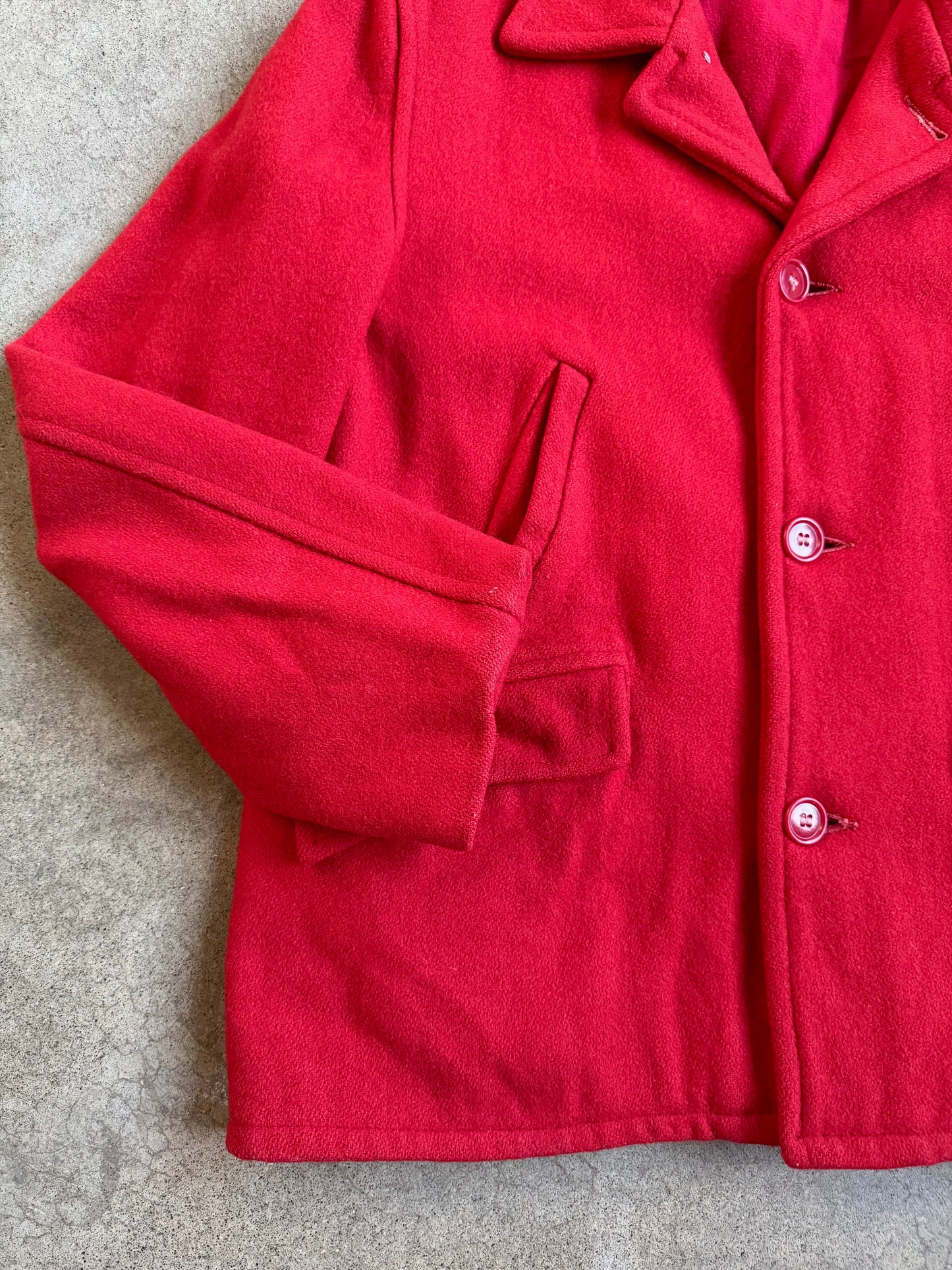 Vintage 1960s Sears Sportswear Red Wool Hunting Jacket | Large