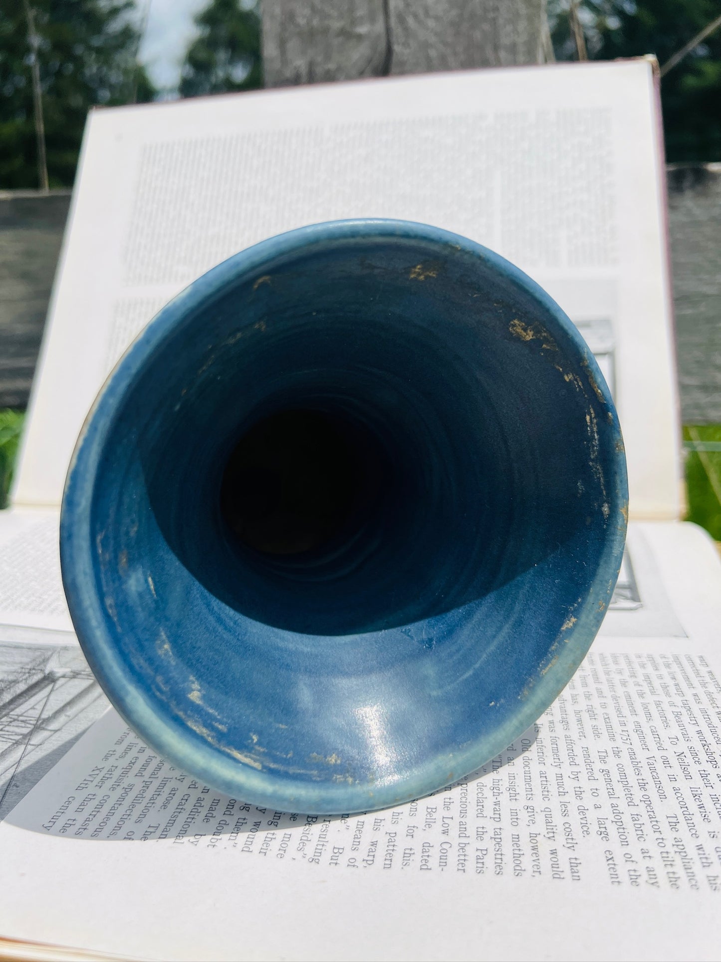 Vintage 1950s Peters & Reed Blue Pottery Vase