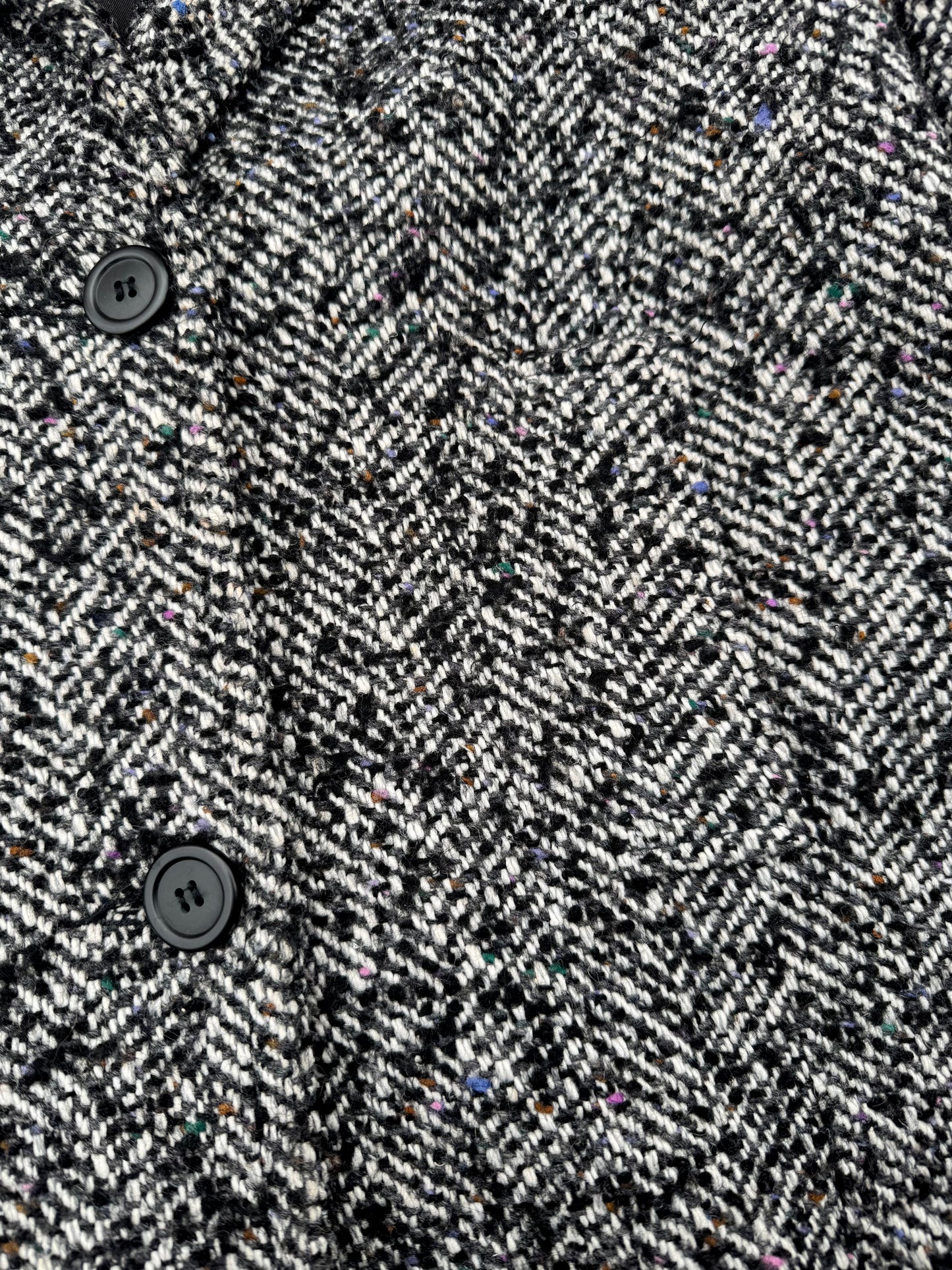 Vintage 1980s/90s New York Girl Leather Collar Tweed Overcoat | M/L