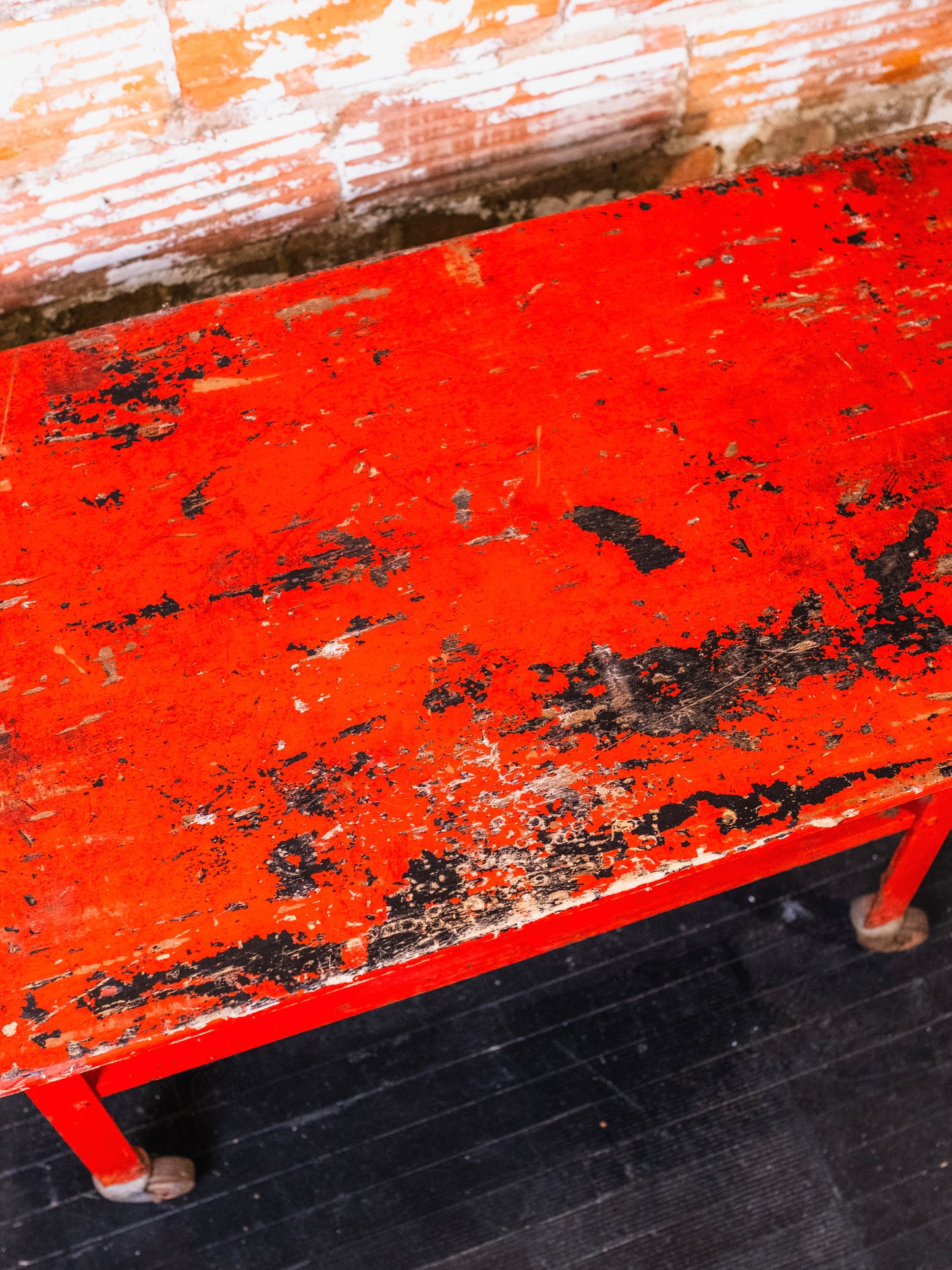 Vintage Metal Industrial Red Painted Coffee Table