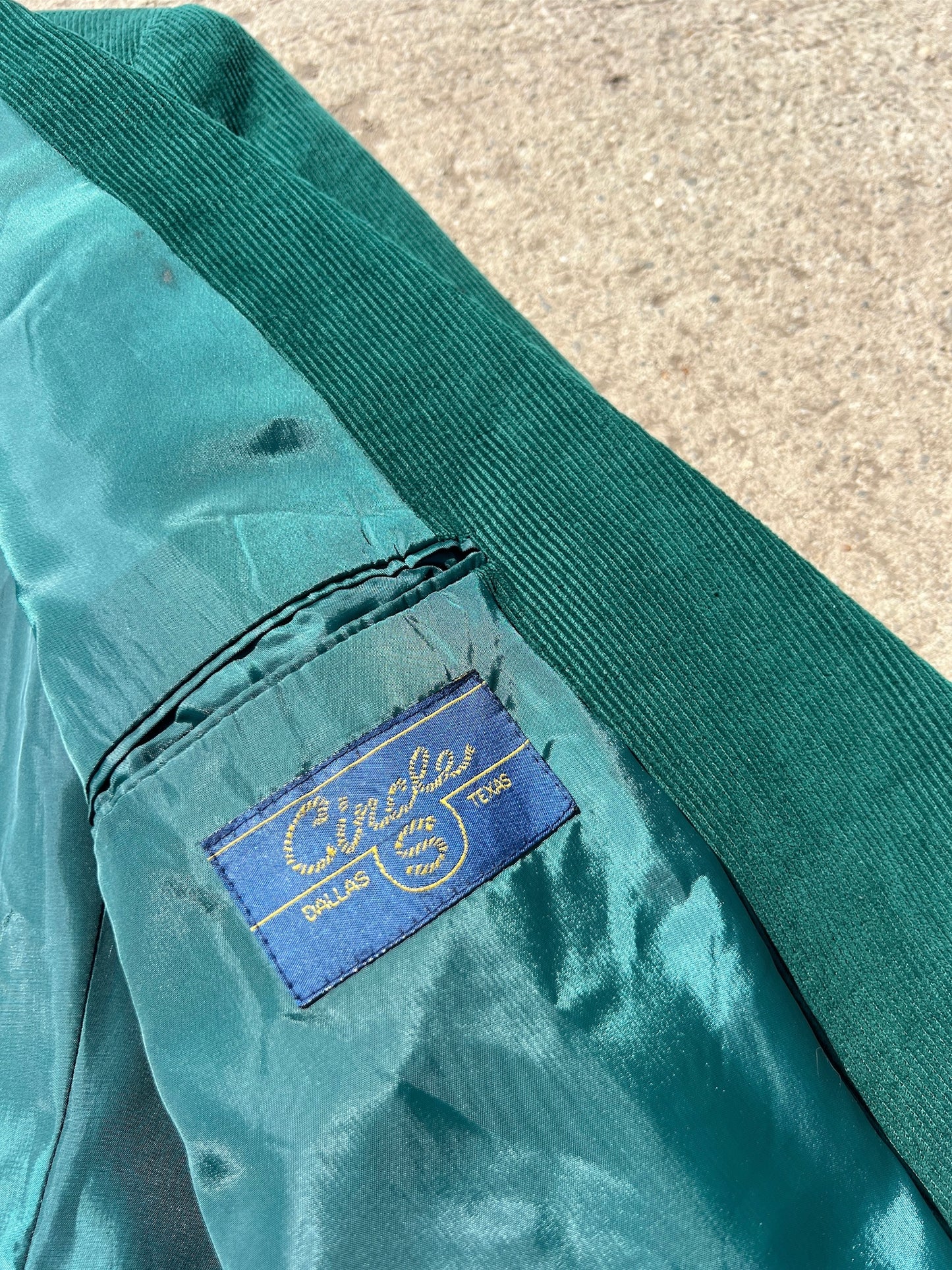 Vintage 1980s Circle S Green Corduroy Suede Elbow Patch Blazer | 44R