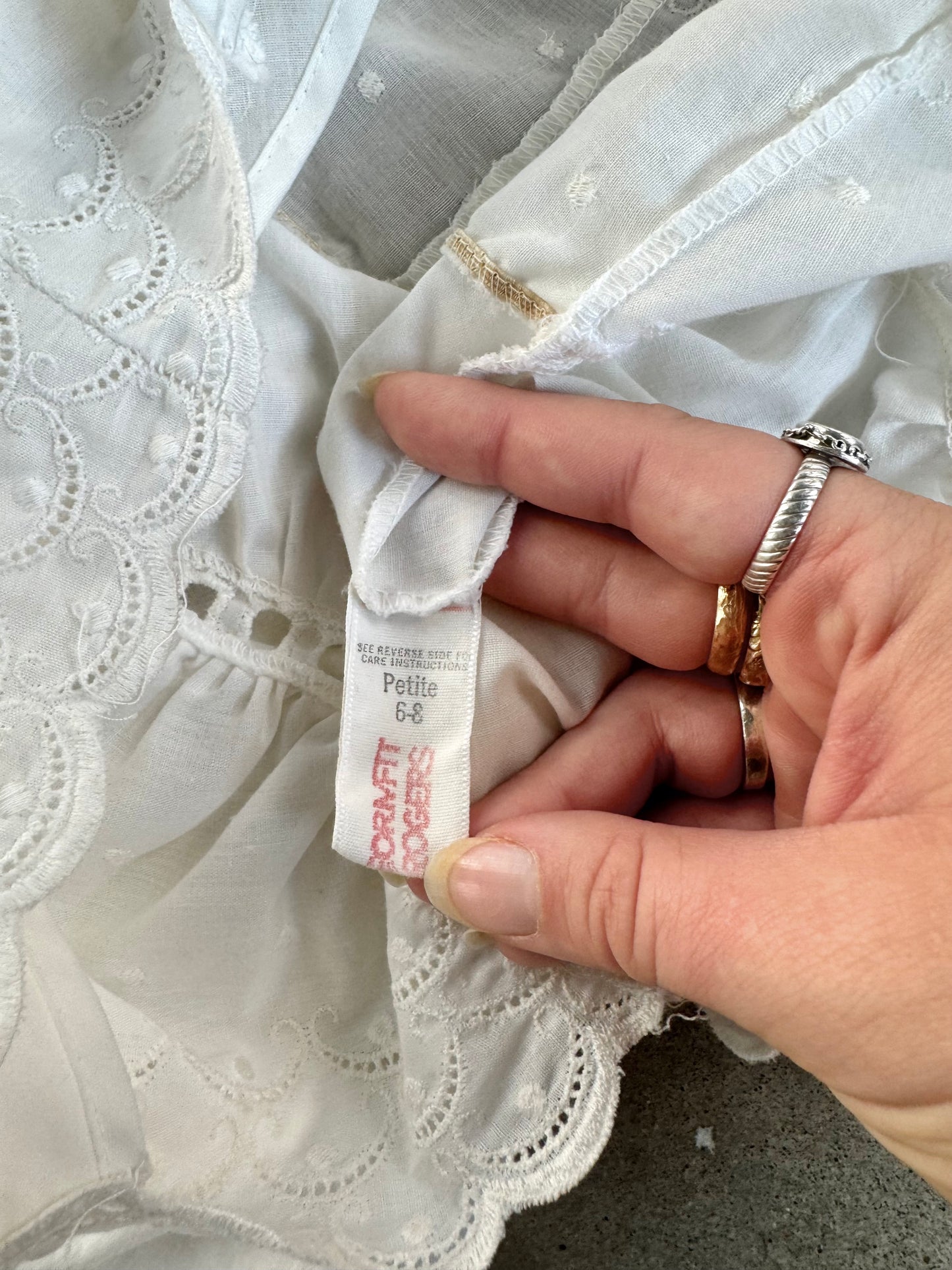 Vintage 1970s Formfit-Rogers White Cotton Eyelet Maxi Slip Dress | XS