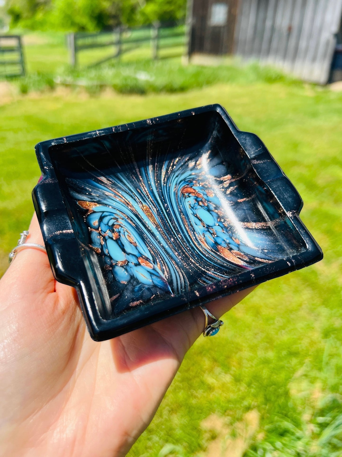 Vintage 1950s MCM Murano Glass Vincenzo Nason Drip Glaze Ashtray