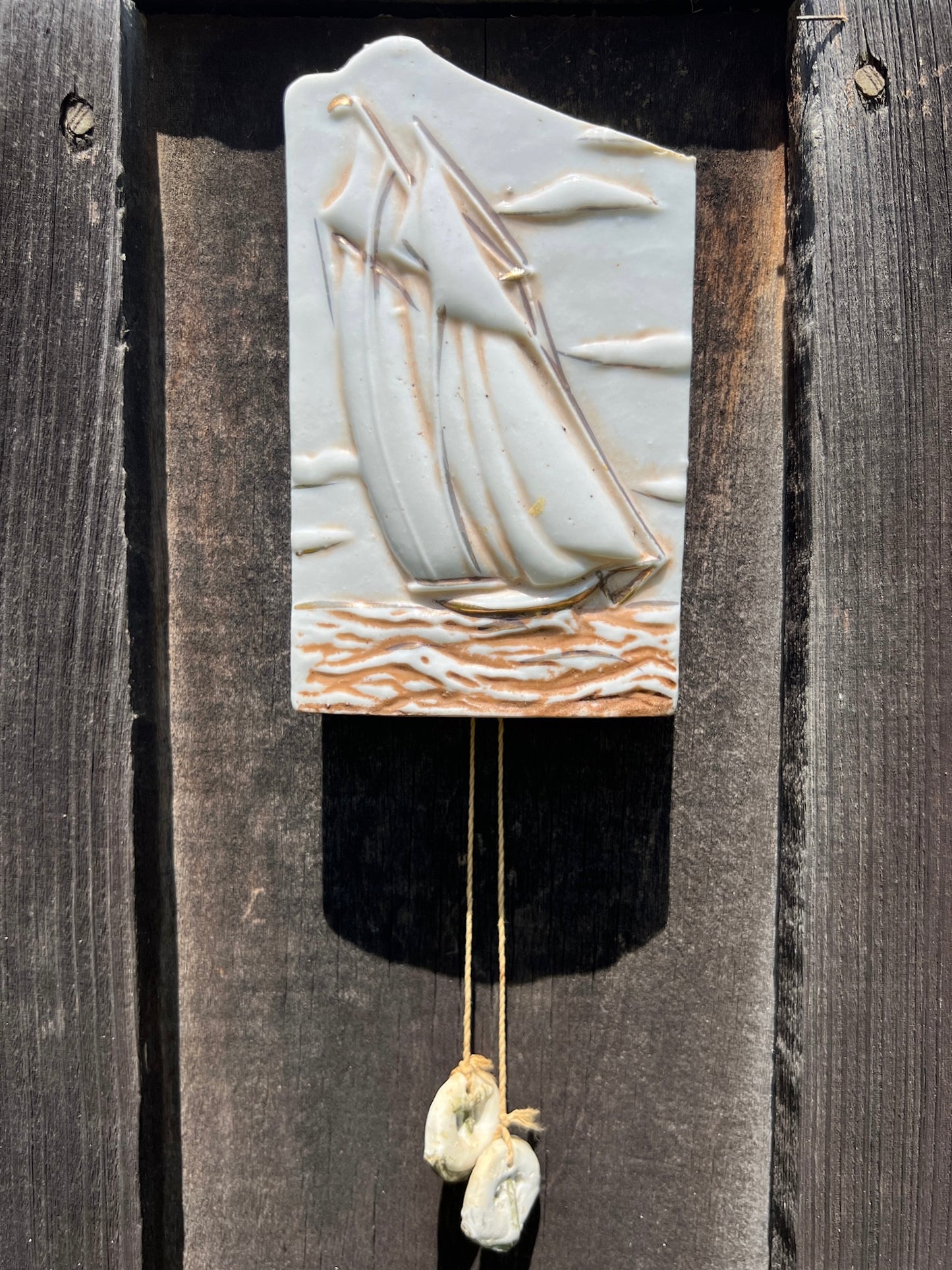 Vintage 1950s Porcelain Sailboat Wall Pocket