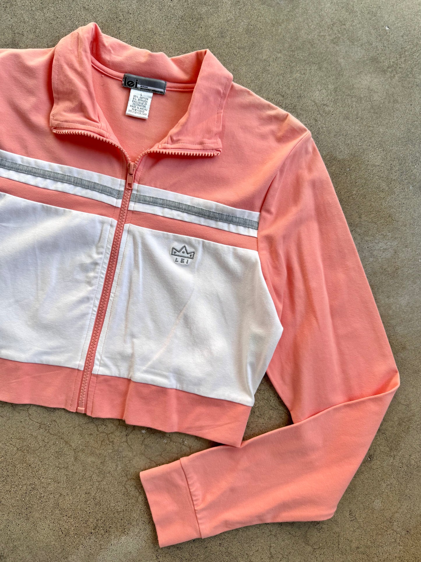 2000s L.E.I. Two-Tone Cropped Zip-Up Athletic Jacket | Large