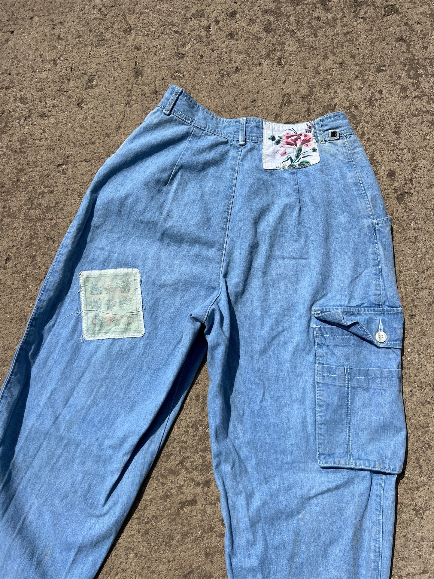 Vintage 1980s Unionbay Patchwork Cargo Jeans | Small