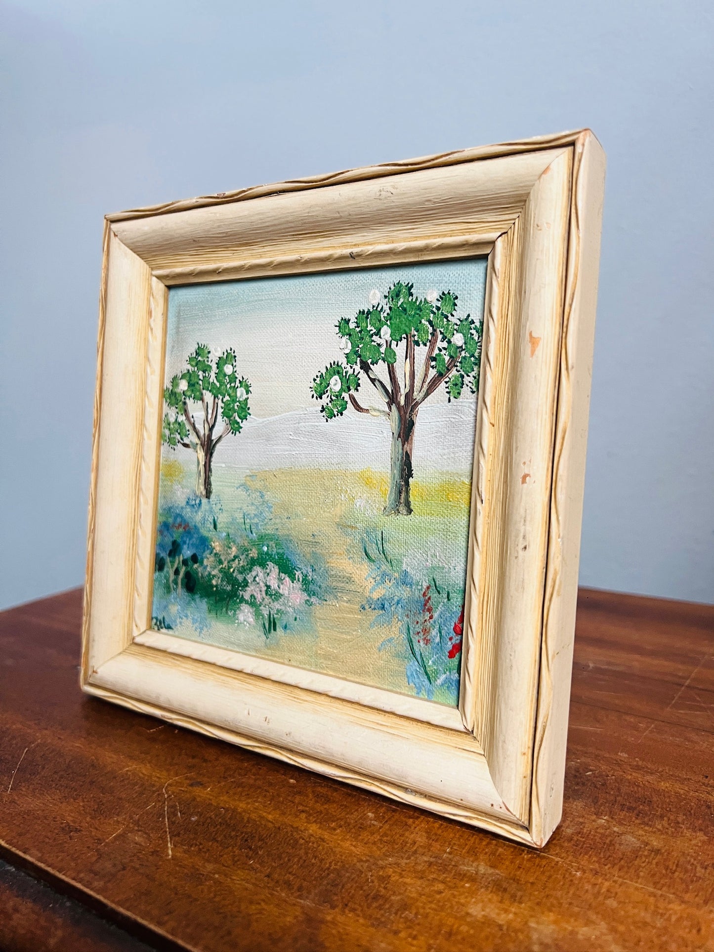 Vintage 1950s/60s Signed Springtime Landscape Oil Painting