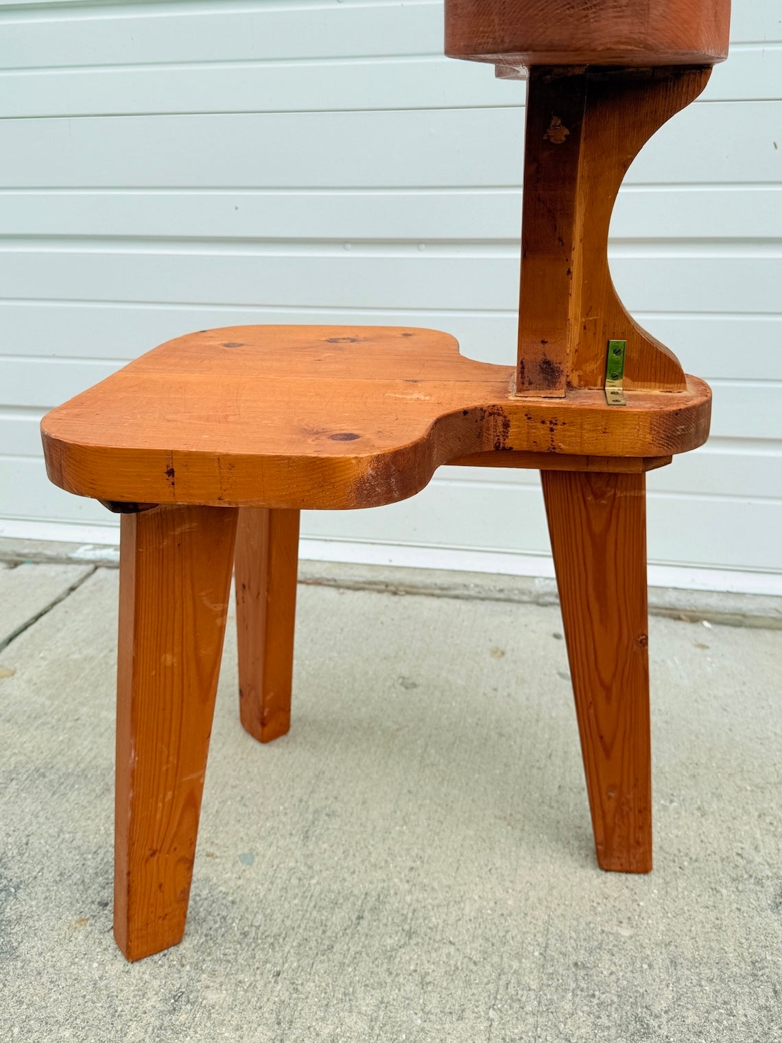 Vintage Wooden Three Legged Smokers Chair