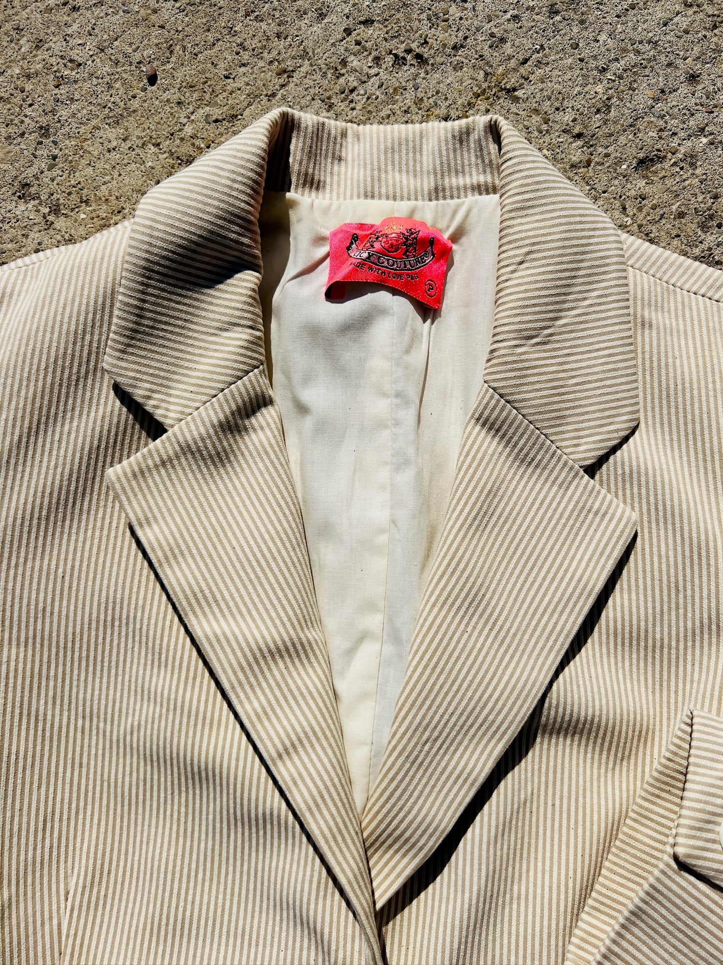 Juicy Couture Cream Pinstripe Cotton Blazer | XS