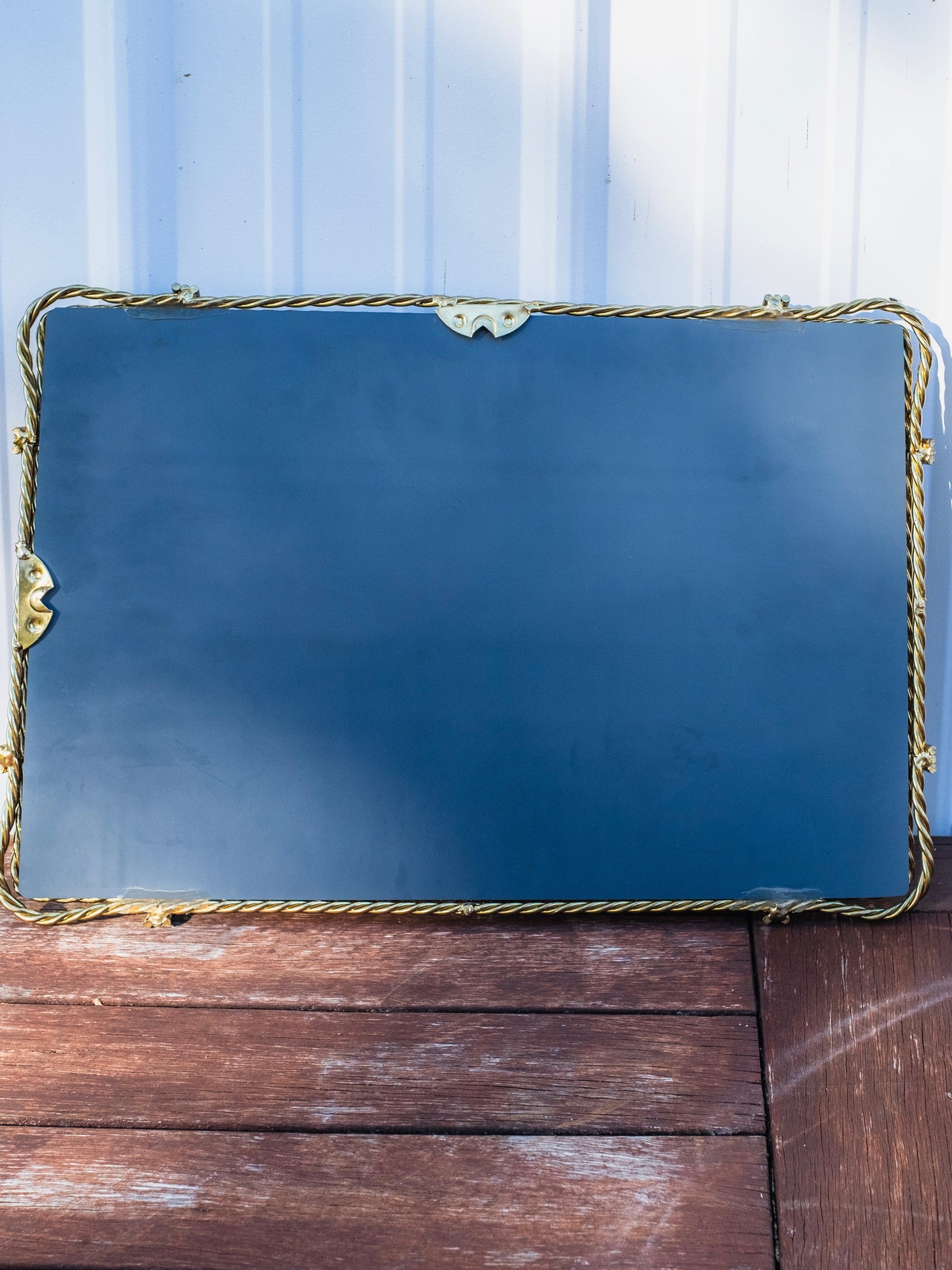 Vintage 1980s Metal Rope Border Vanity Tray/Wall Mirror