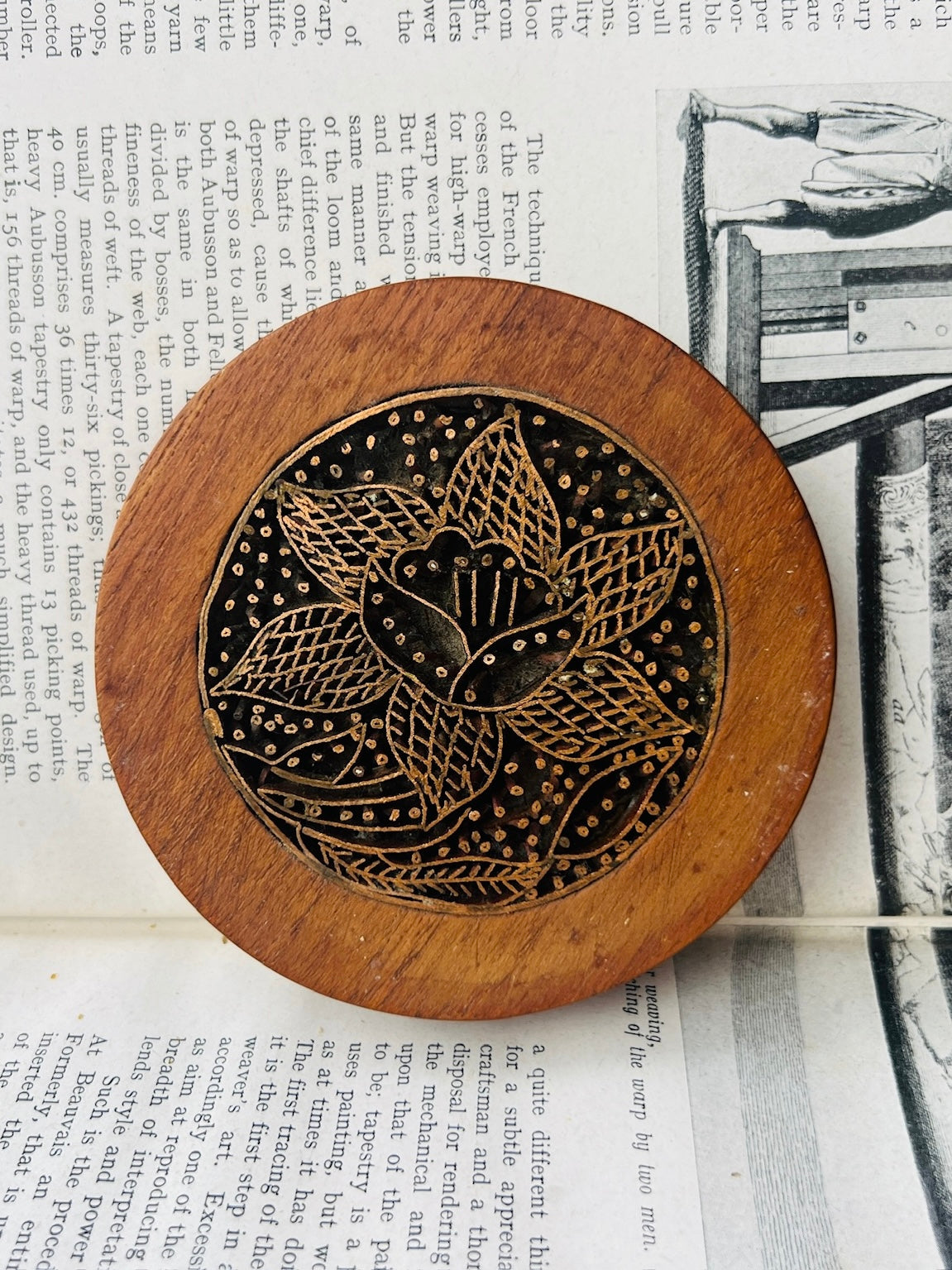 Handmade Metal Design Wood Coasters | Set of 2