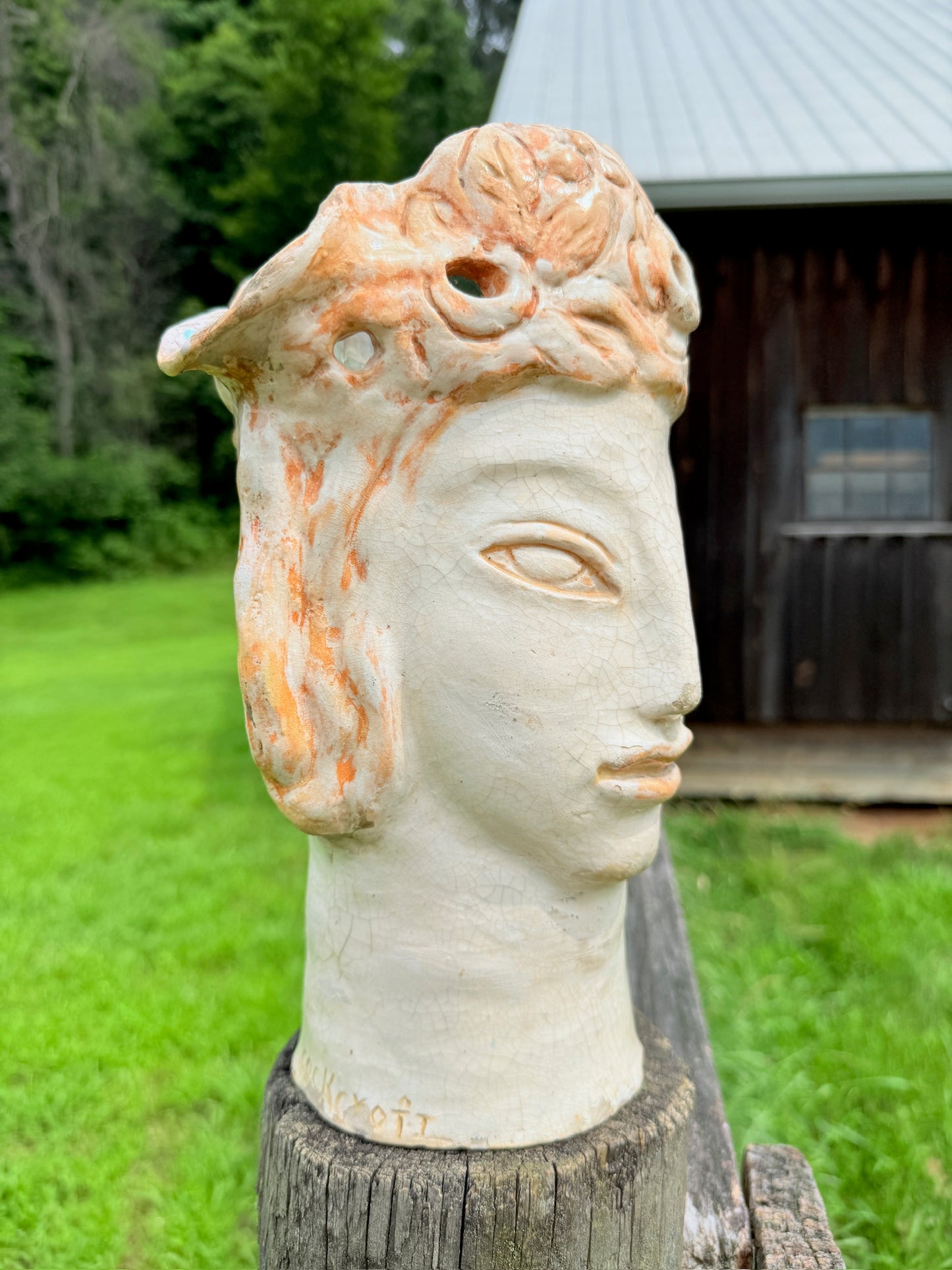 Edith Varian Cockcroft Ceramic Head Sculpture "Two Face" Vase