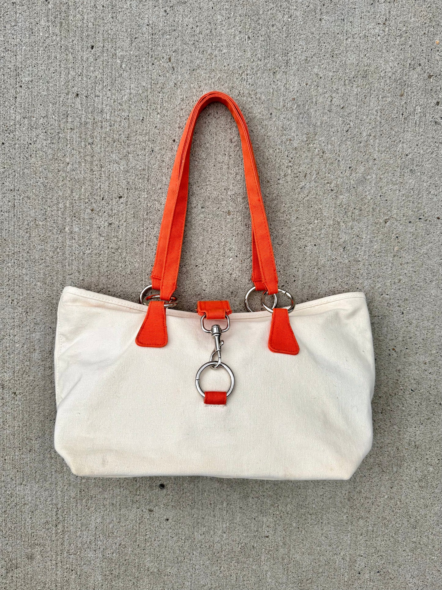 2000s Matrix Orange & Cream Canvas Tote Purse