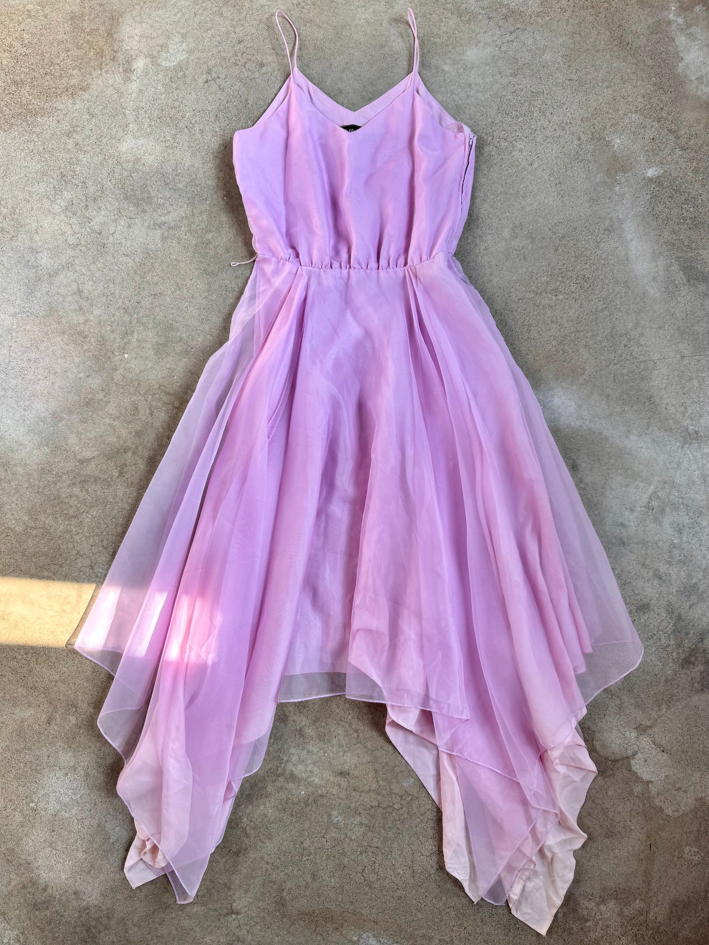Vintage 1960s Billy Jack Mauve Chiffon Fairy-Style Dress w/ Cape | XS