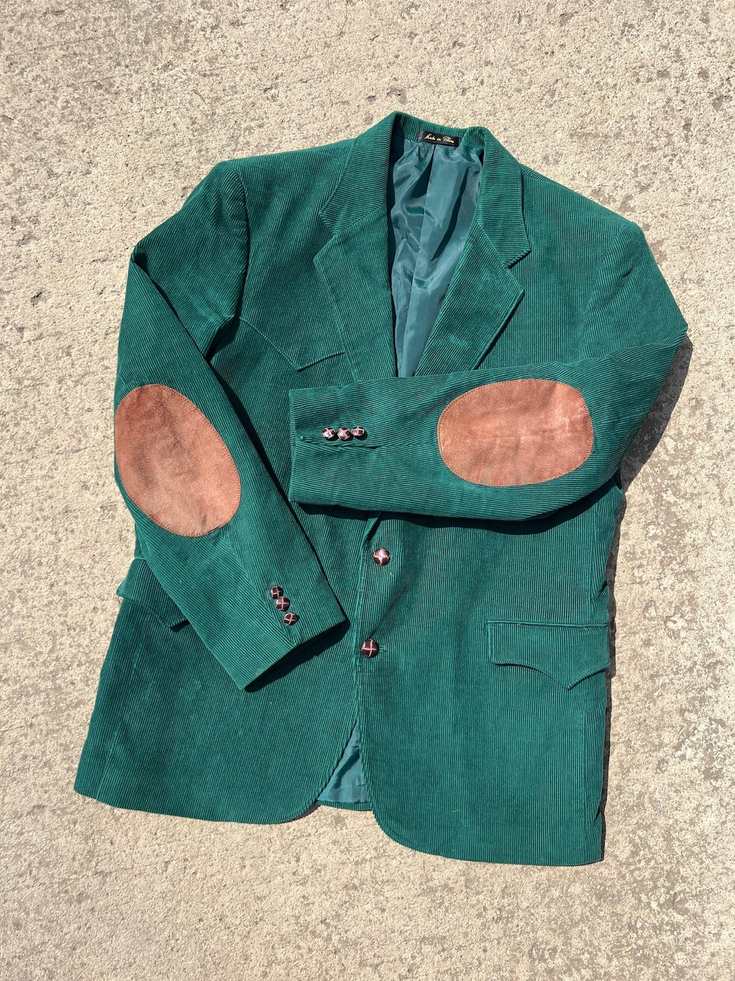 Vintage 1980s Circle S Green Corduroy Suede Elbow Patch Blazer | 44R