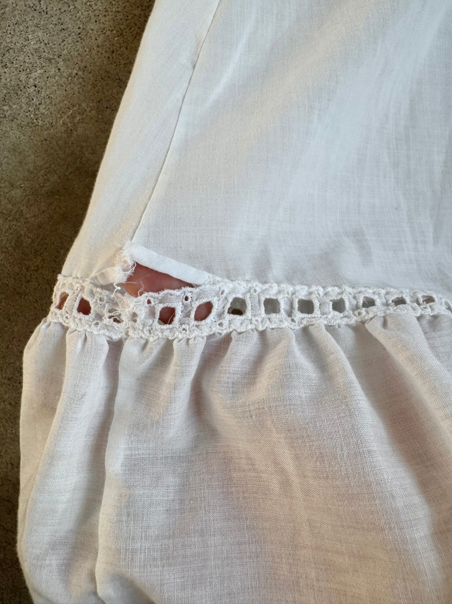 Vintage 1970s Formfit-Rogers White Cotton Eyelet Maxi Slip Dress | XS