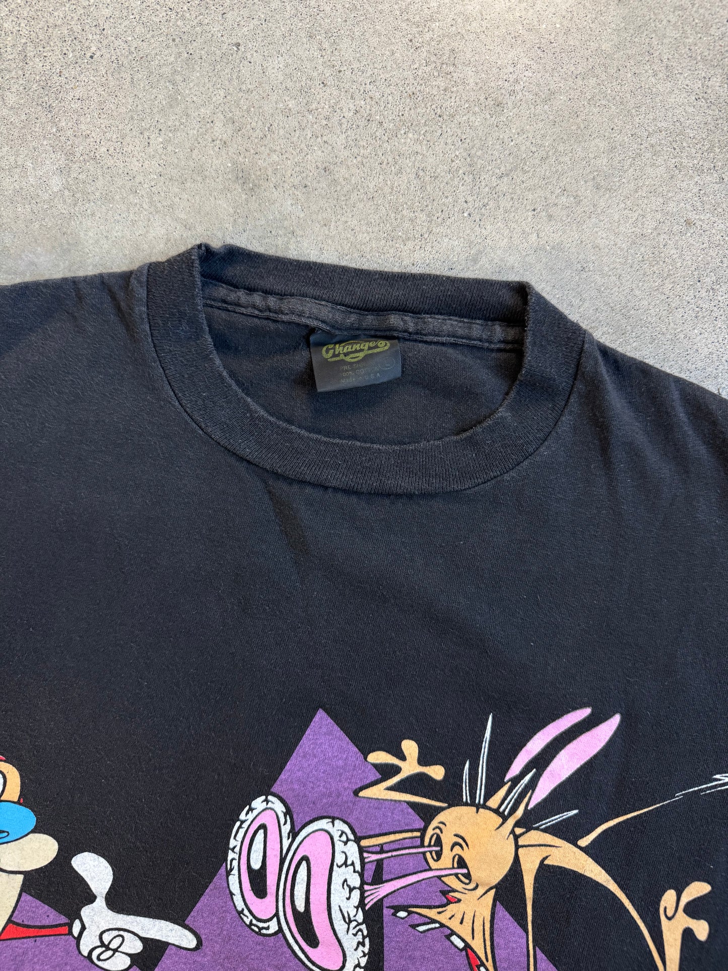Vintage 1992 Nicktoons The Ren & Stimpy Show Two-Sided Graphic Tee | Large
