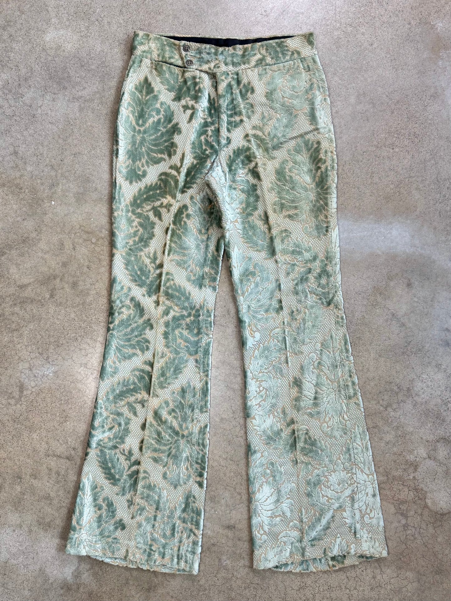 Vintage 1960s Lee Cooper Floral Tapestry Flare Trousers | Waist 28”