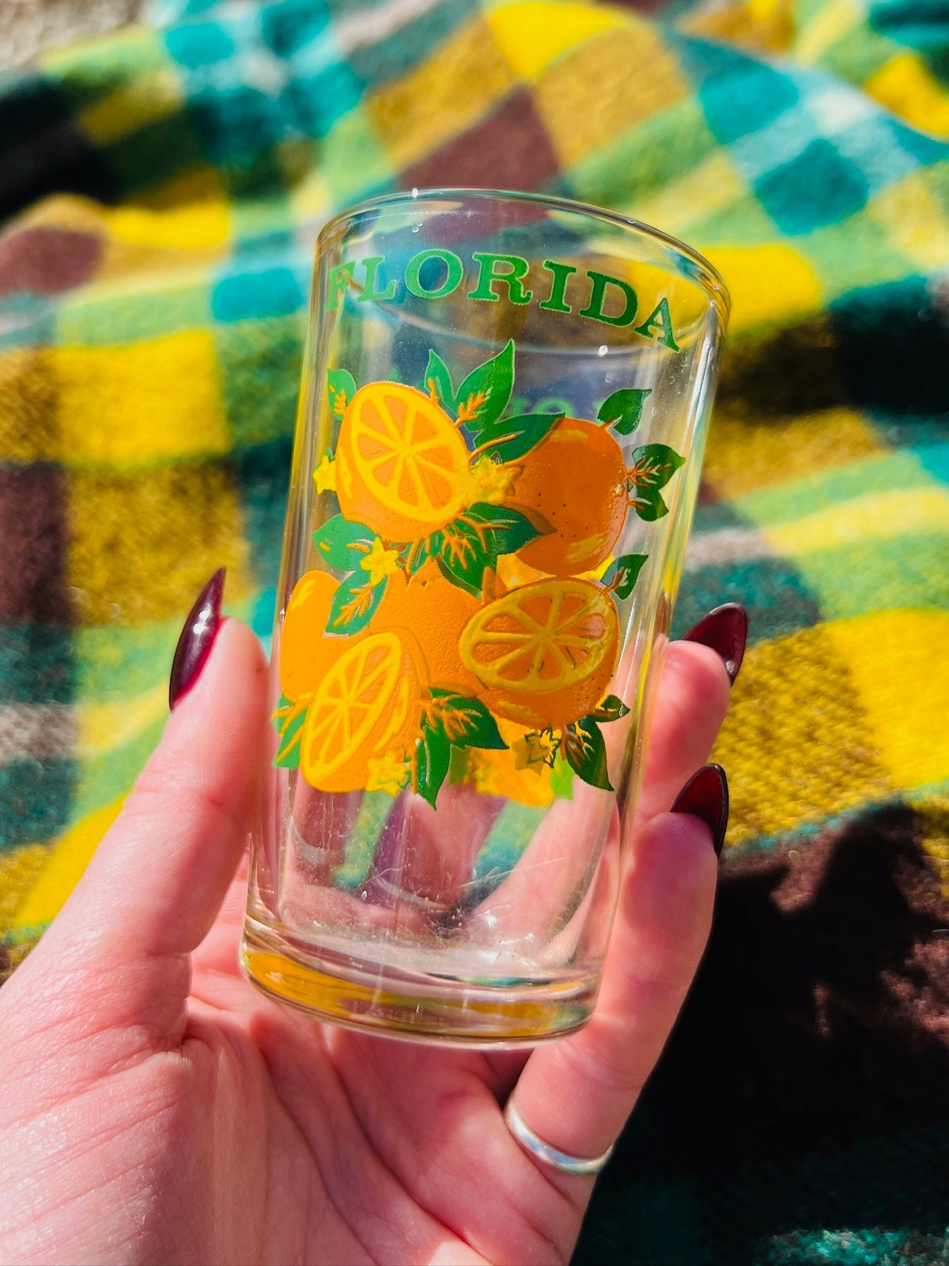 Vintage 1970s Florida Orange Juice Glasses | Set of 6