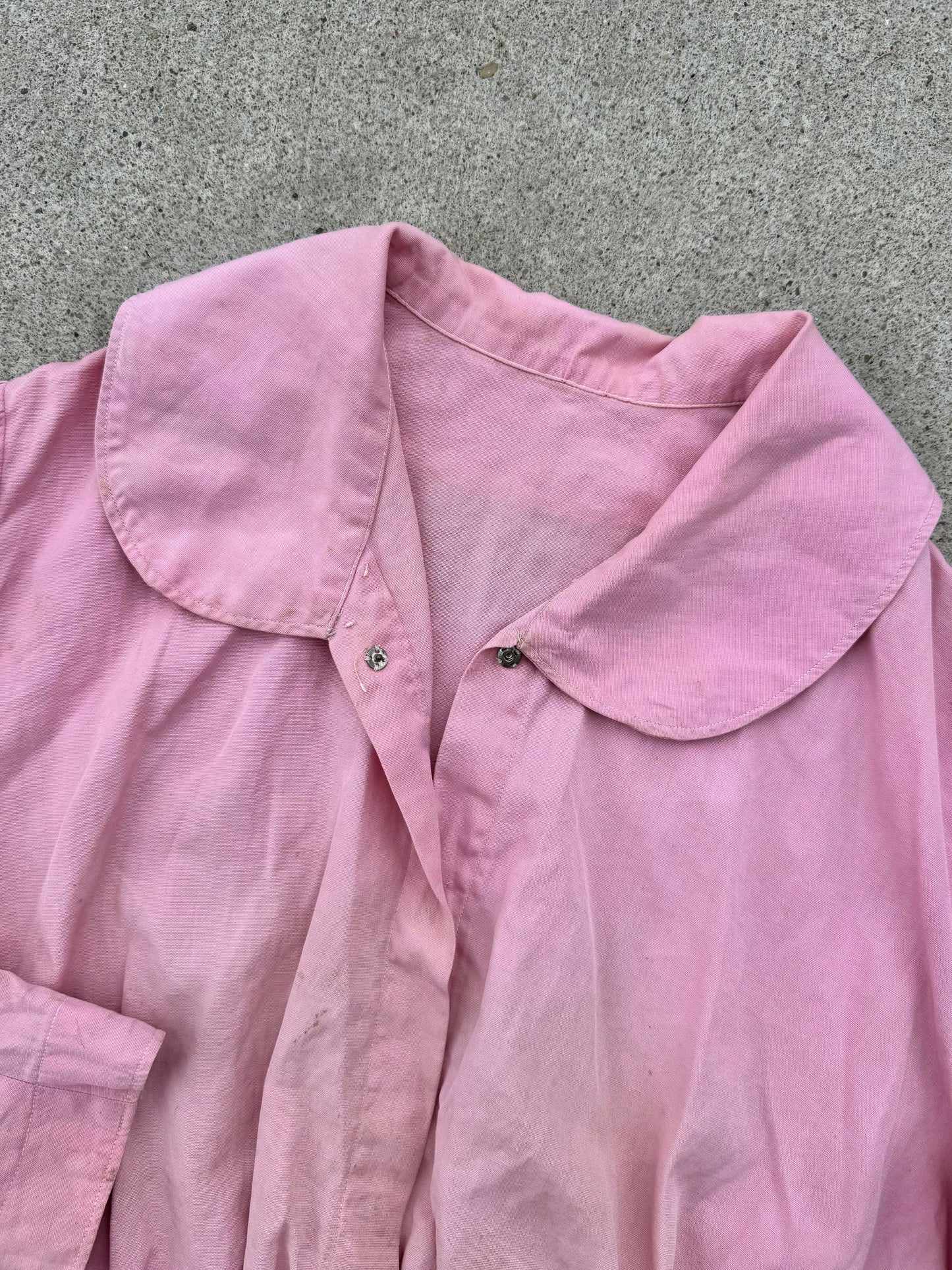 Vintage 1940s Pink Peter Pan Collar Cropped Cotton Blouse | Small