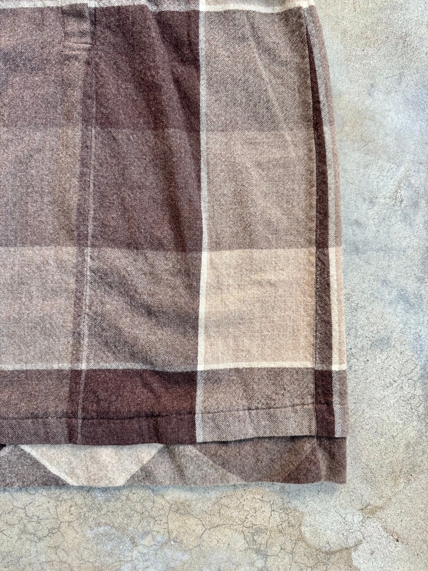 Vintage 1960s Handmade Brown-Tone Plaid Wool Shirt Dress | S/M