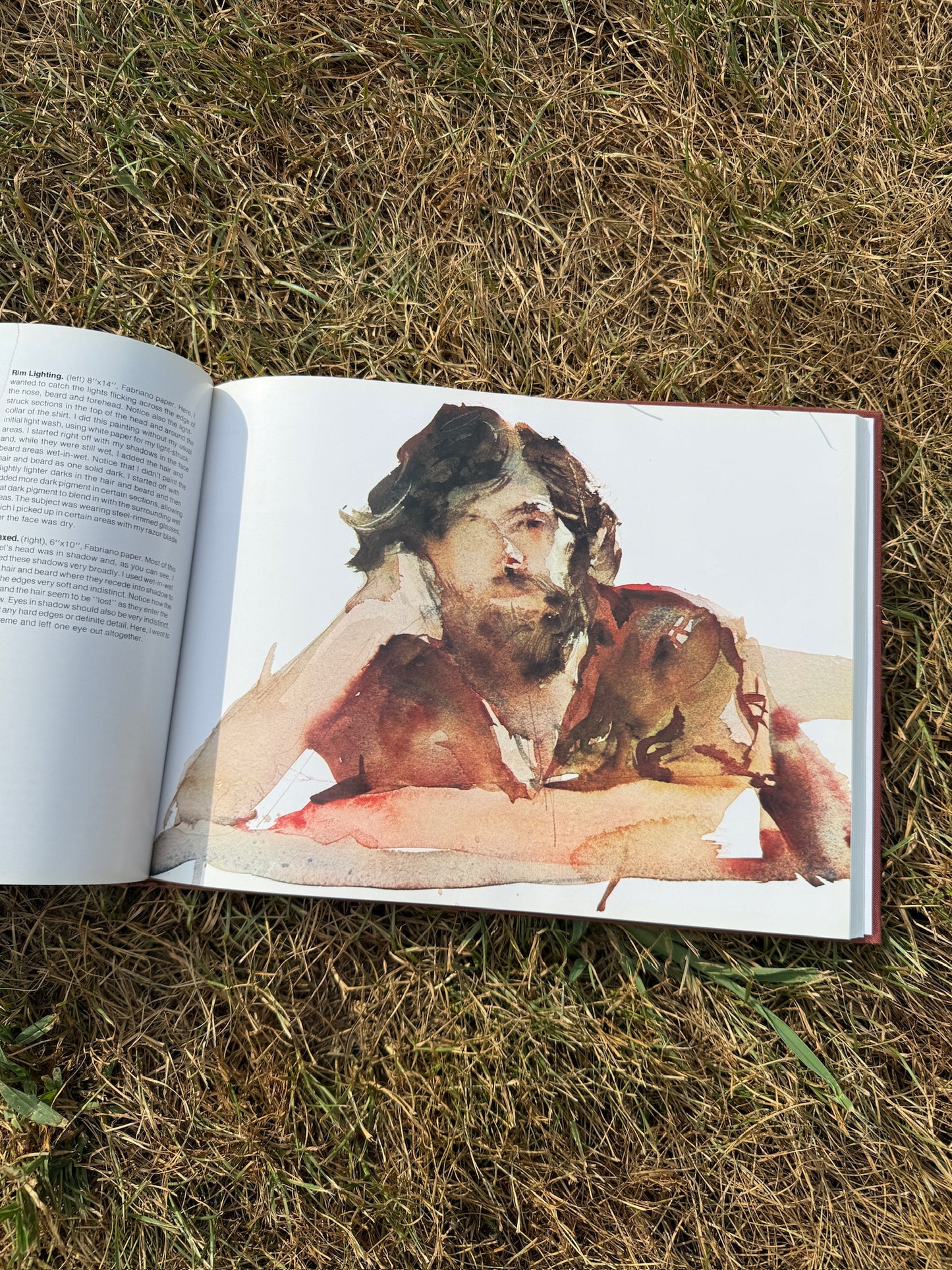 Vintage 1970s Portrait Painting in Watercolor Book