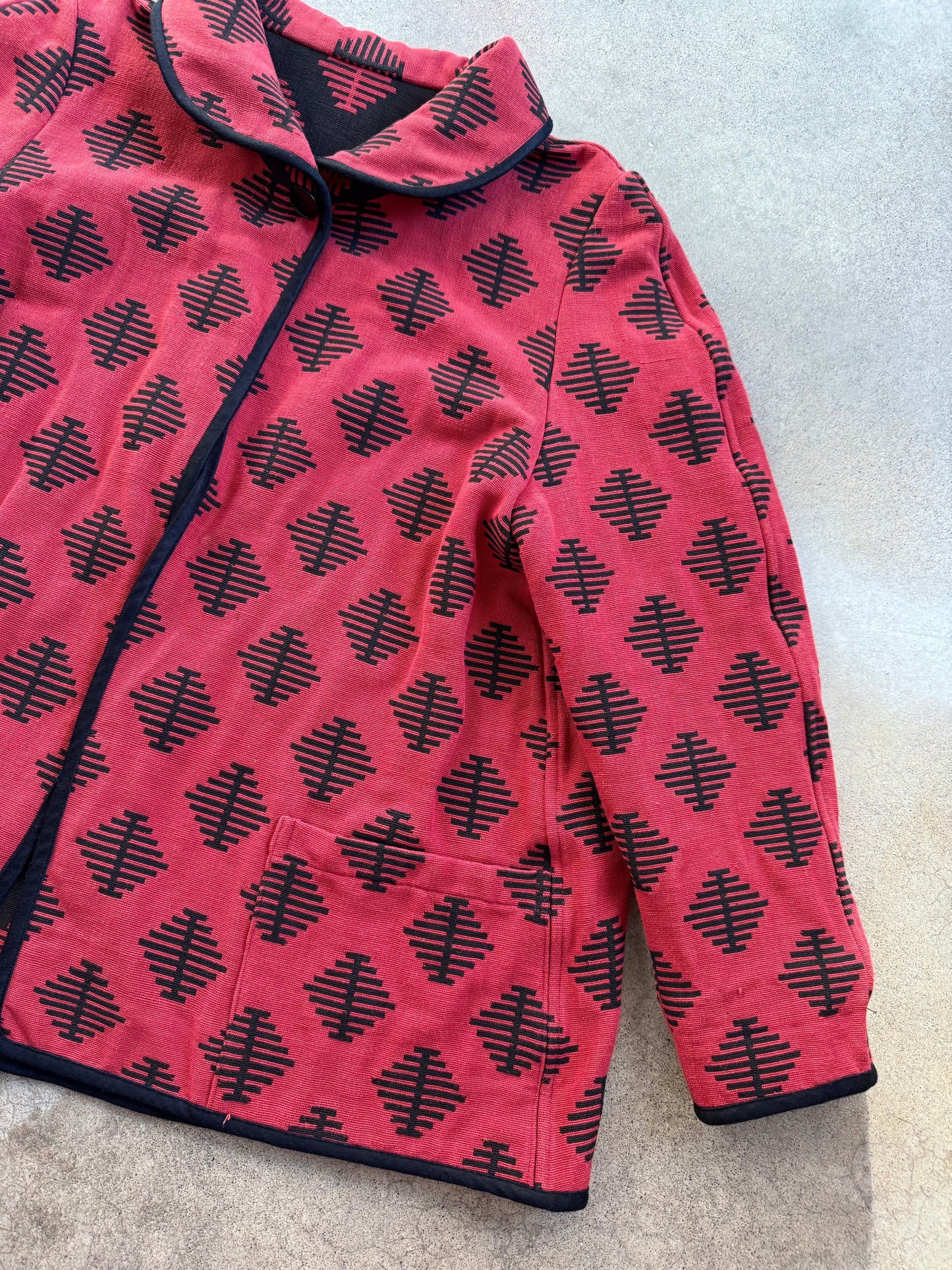 Vintage 1980s Red & Black Pattern Reversible Jacket | L/XL