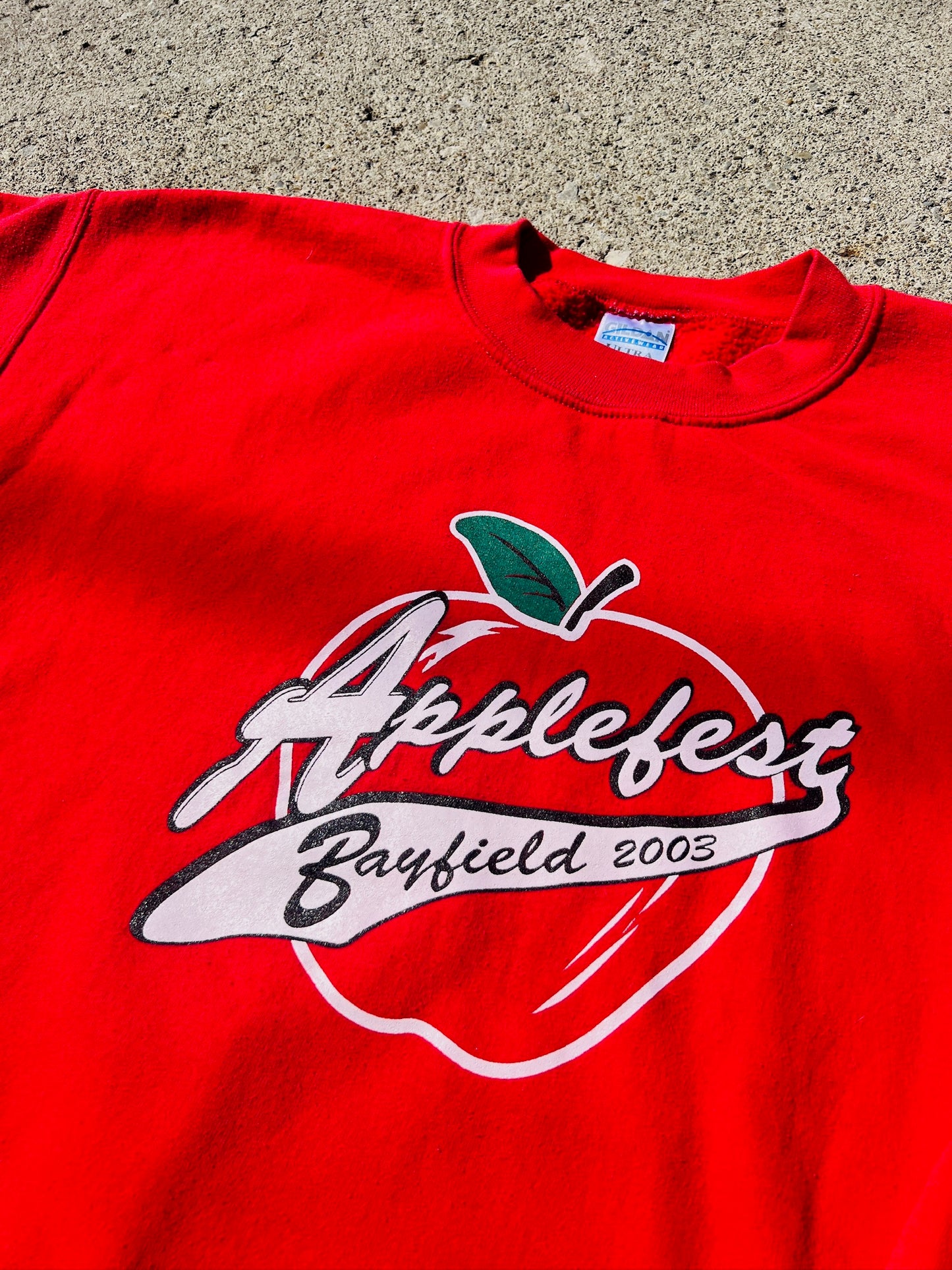 Bayfield Applefest ‘03 Red Crewneck Sweatshirt | Large
