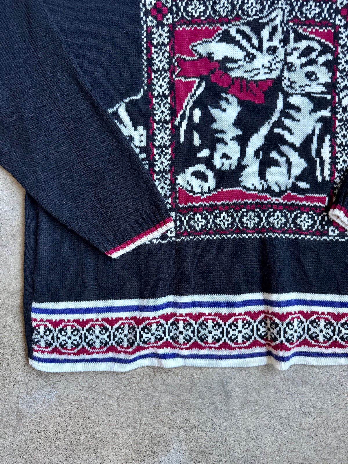Vintage 1980s Richard Simmons Black & Red Kitten Sweater | 3XL