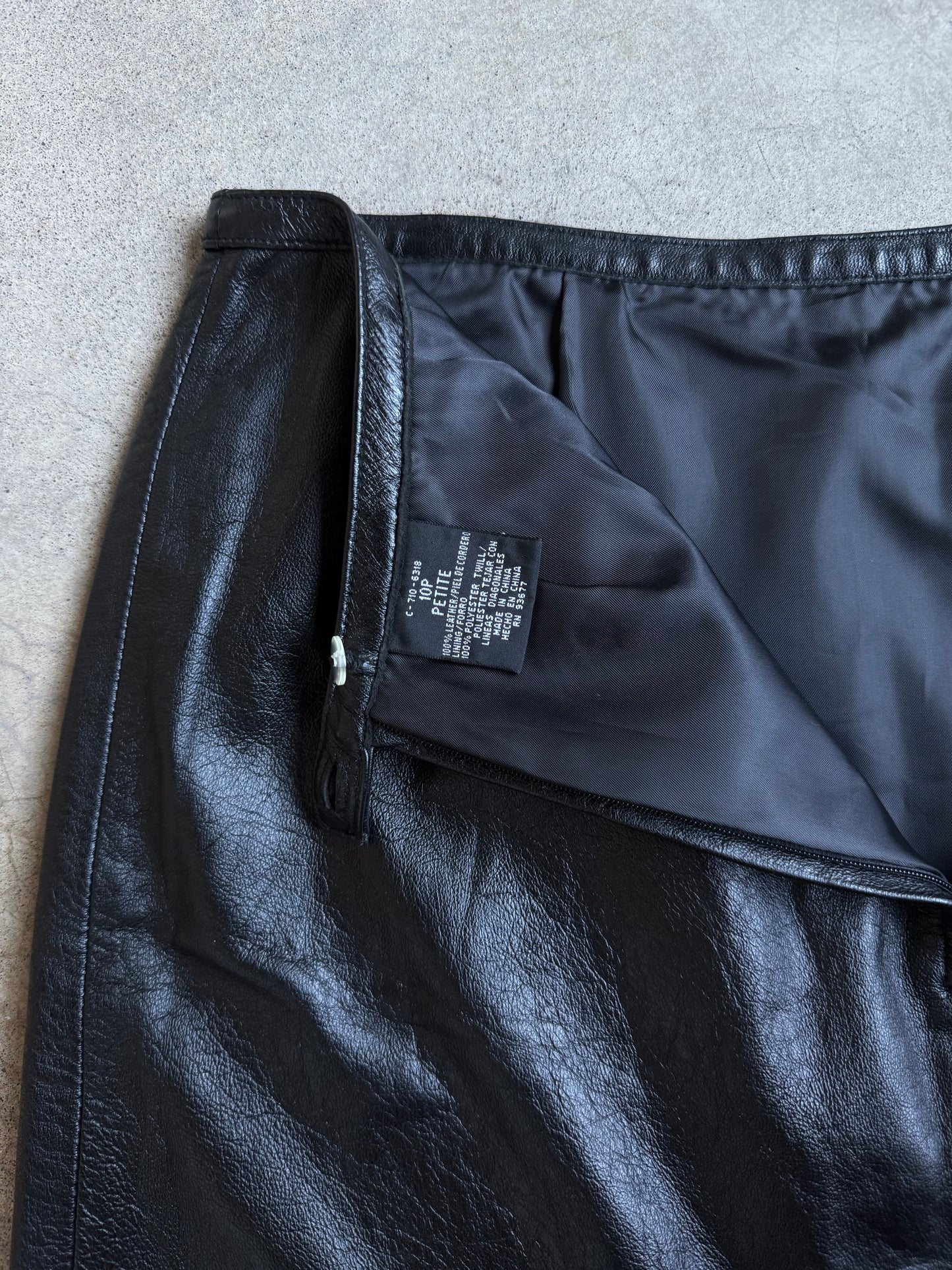 Vintage 1990s Mixit Black Leather Mini Skirt | Waist 30”