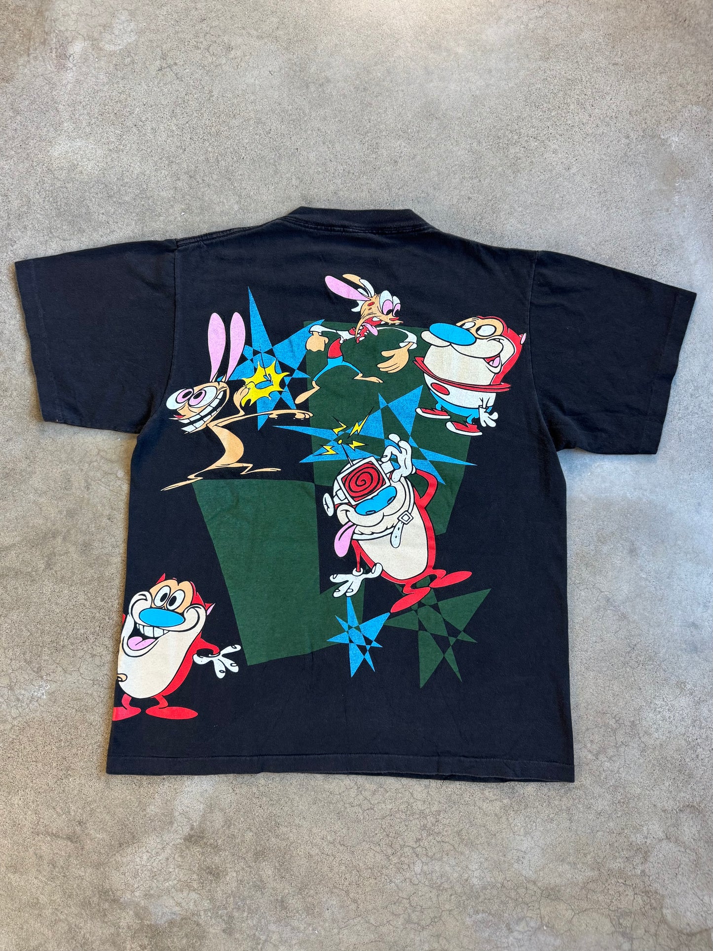 Vintage 1992 Nicktoons The Ren & Stimpy Show Two-Sided Graphic Tee | Large