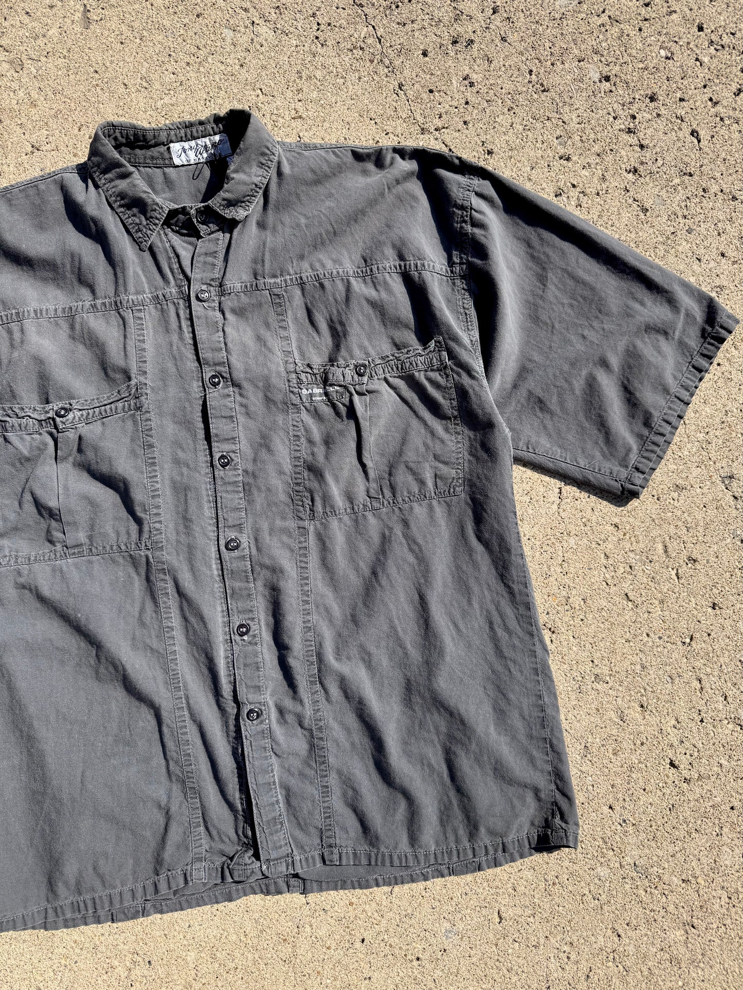 Vintage Tony Alamo of Nashville Grey Cotton Short Sleeve Utility Shirt | Large