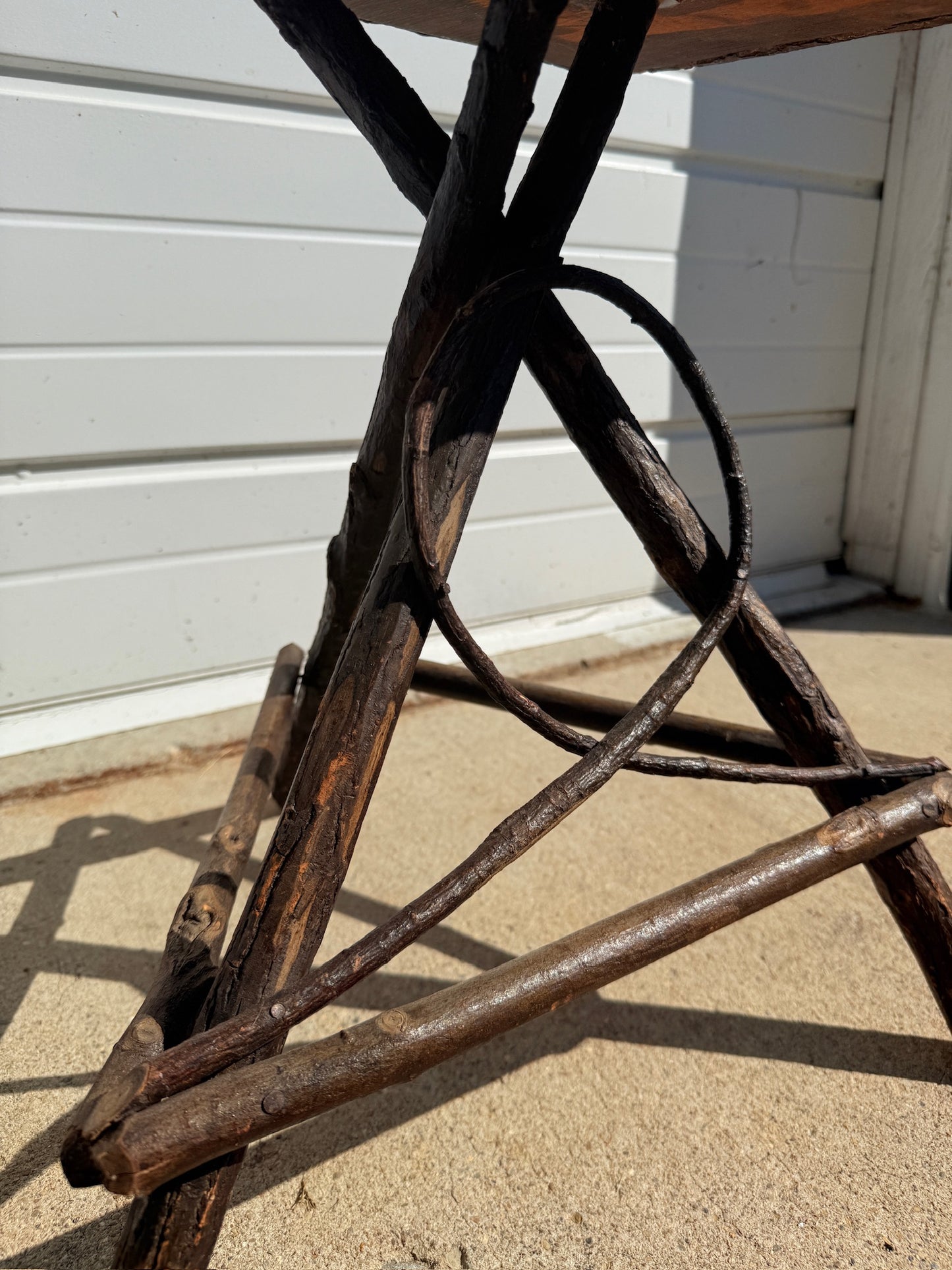 Antique Hand-Painted Adirondack Willow Twig Side Table