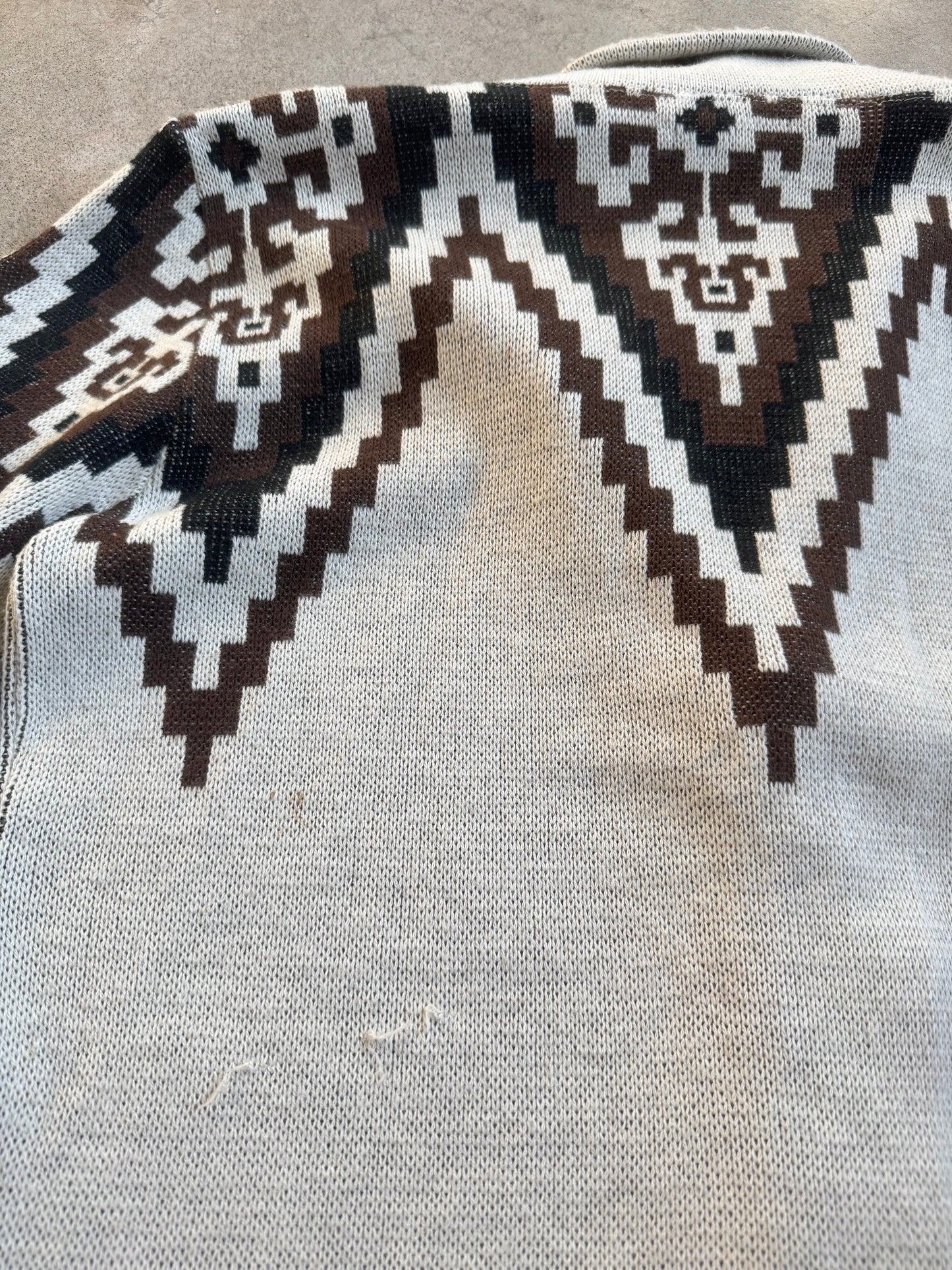 Vintage 1960s Neutral Southwestern Knit Cardigan Sweater | M/L