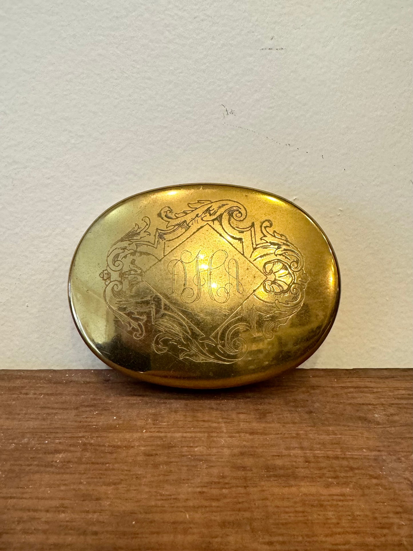 Vintage Virginia Metalcrafters Brass Monogrammed Trinket Box