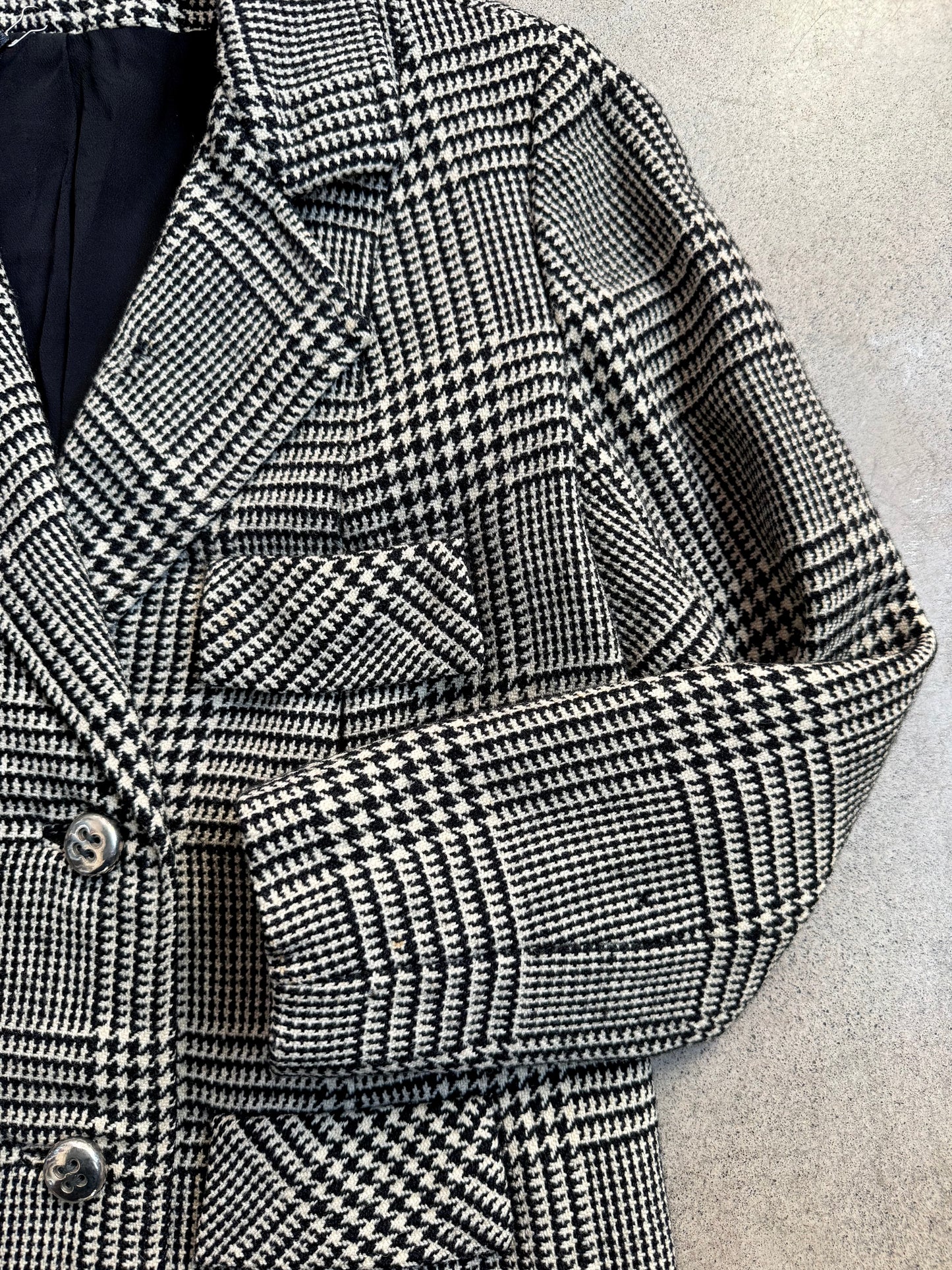 Vintage 1960s Houndstooth Wool Double-Breasted Blazer | S/M